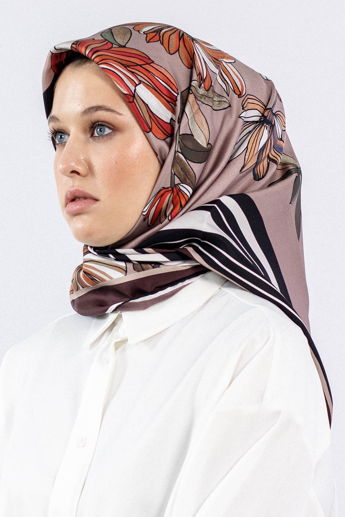 7545 Twill İpek Eşarp - Siyah Bordo
