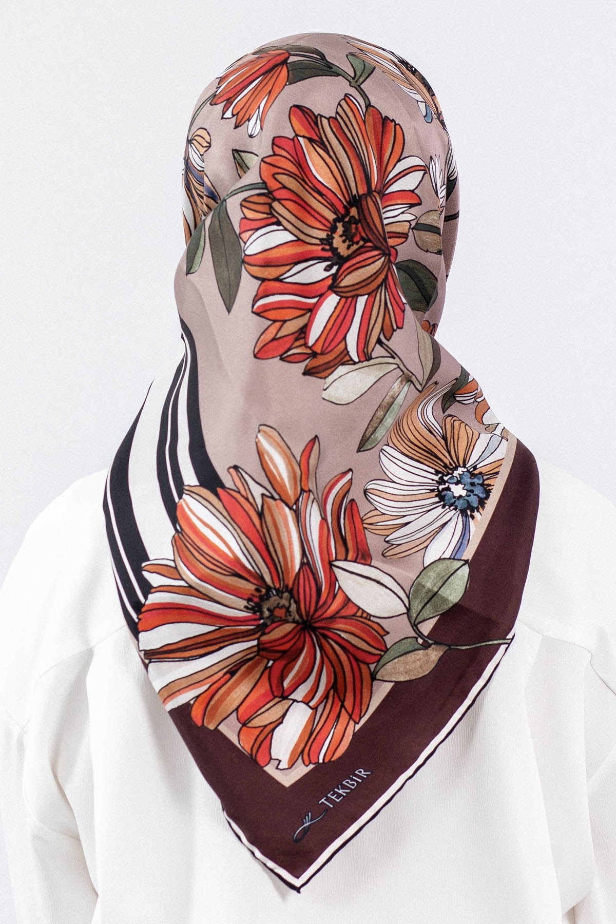 7545 Twill İpek Eşarp - Siyah Bordo