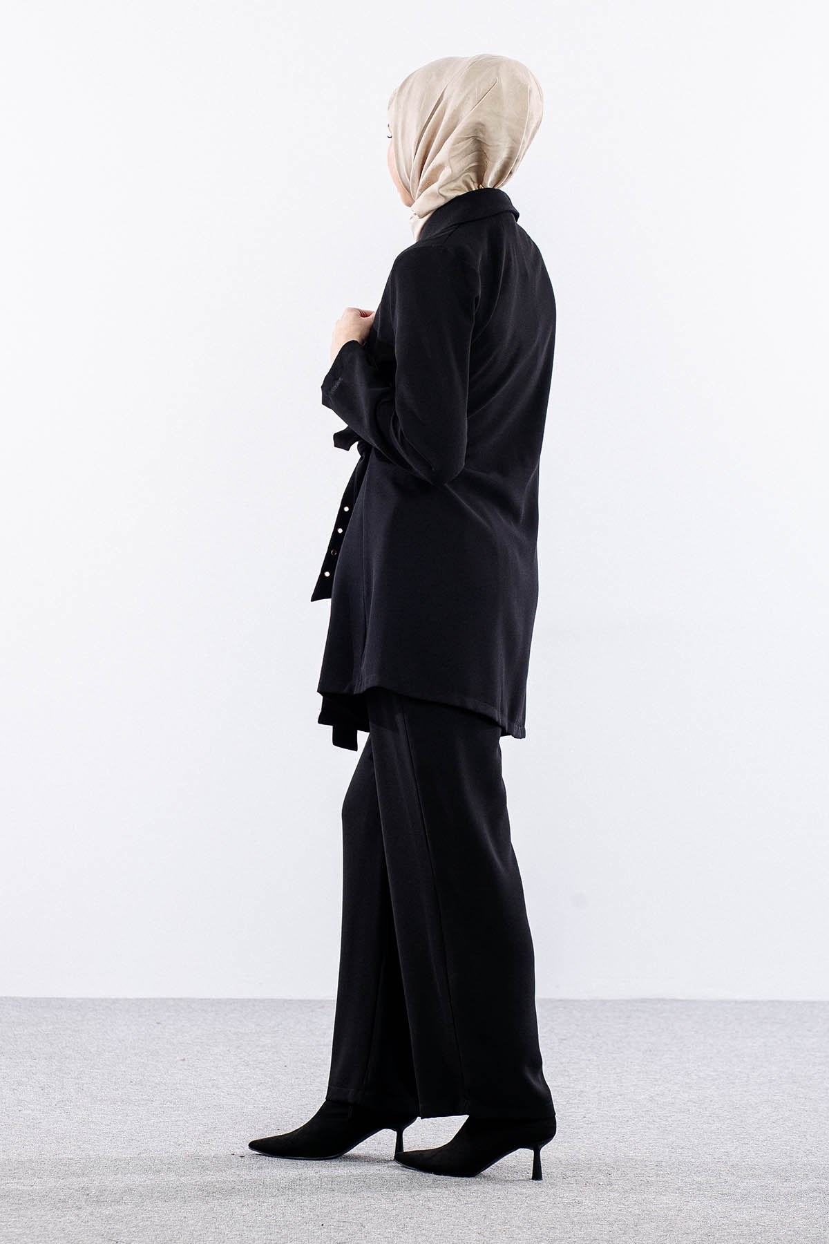 7656 Takım 40-48 Bağcıklı Kuşgözü Detay - Siyah