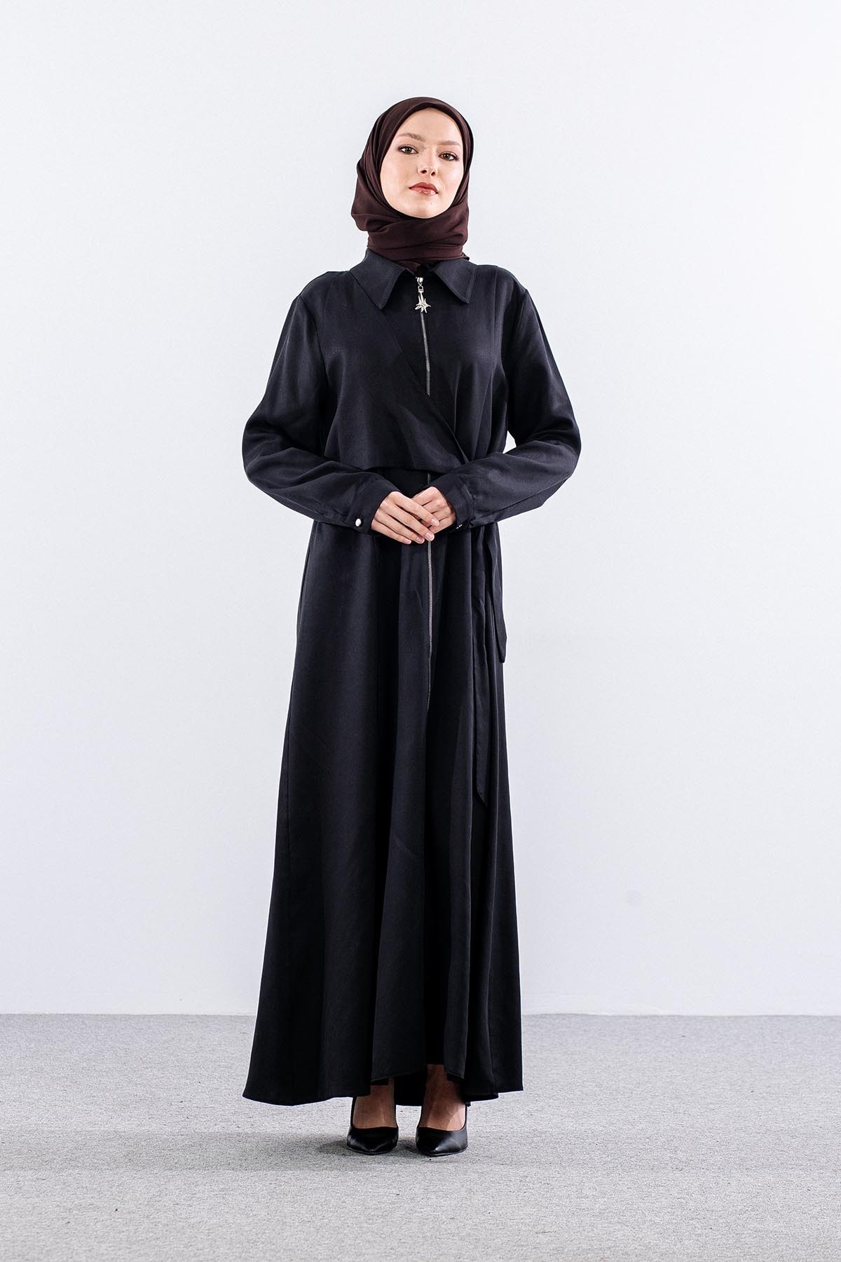 7744 Ferace 42-50 Tencel Kumaş Ferm - Siyah