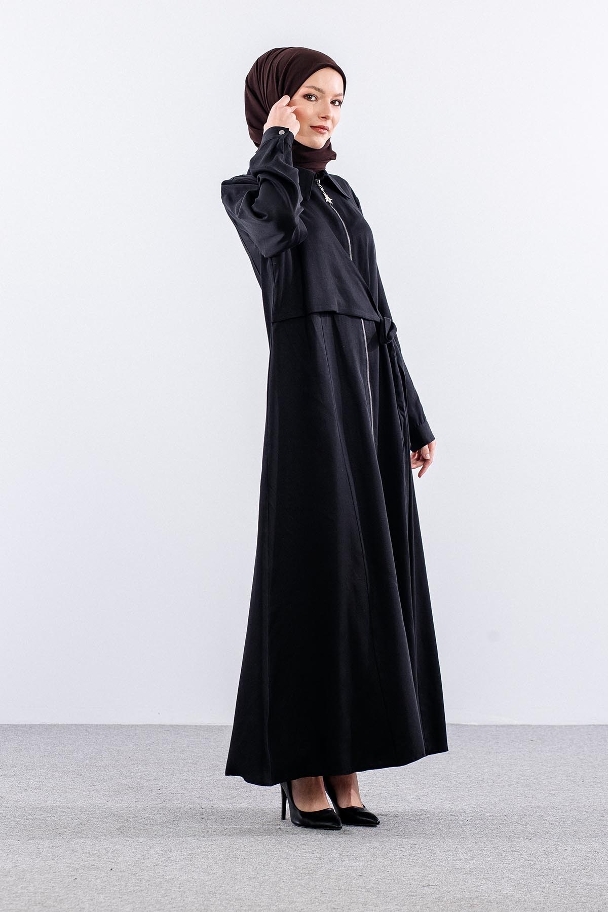 7744 Ferace 42-50 Tencel Kumaş Ferm - Siyah