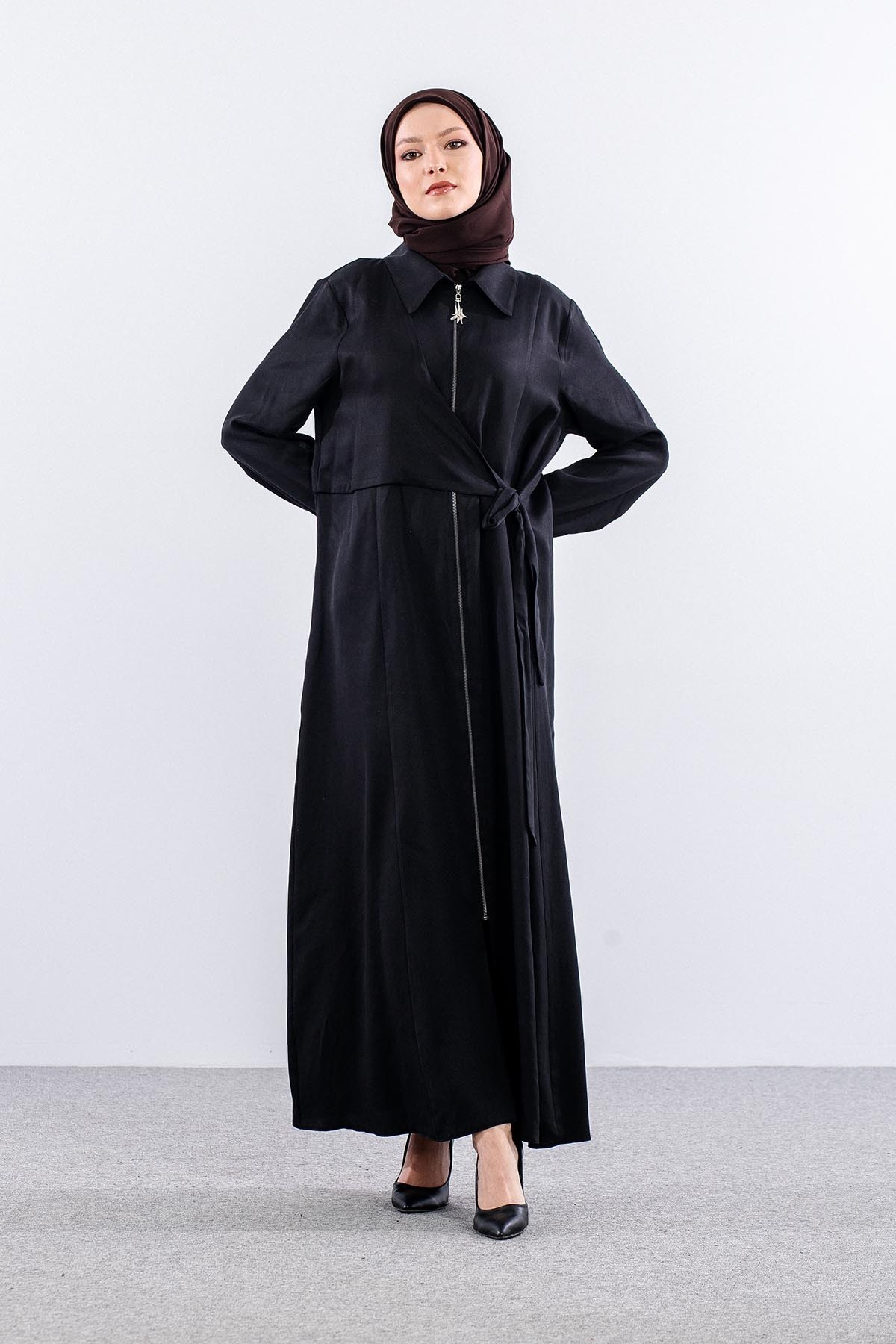 7744 Ferace 42-50 Tencel Kumaş Ferm - Siyah