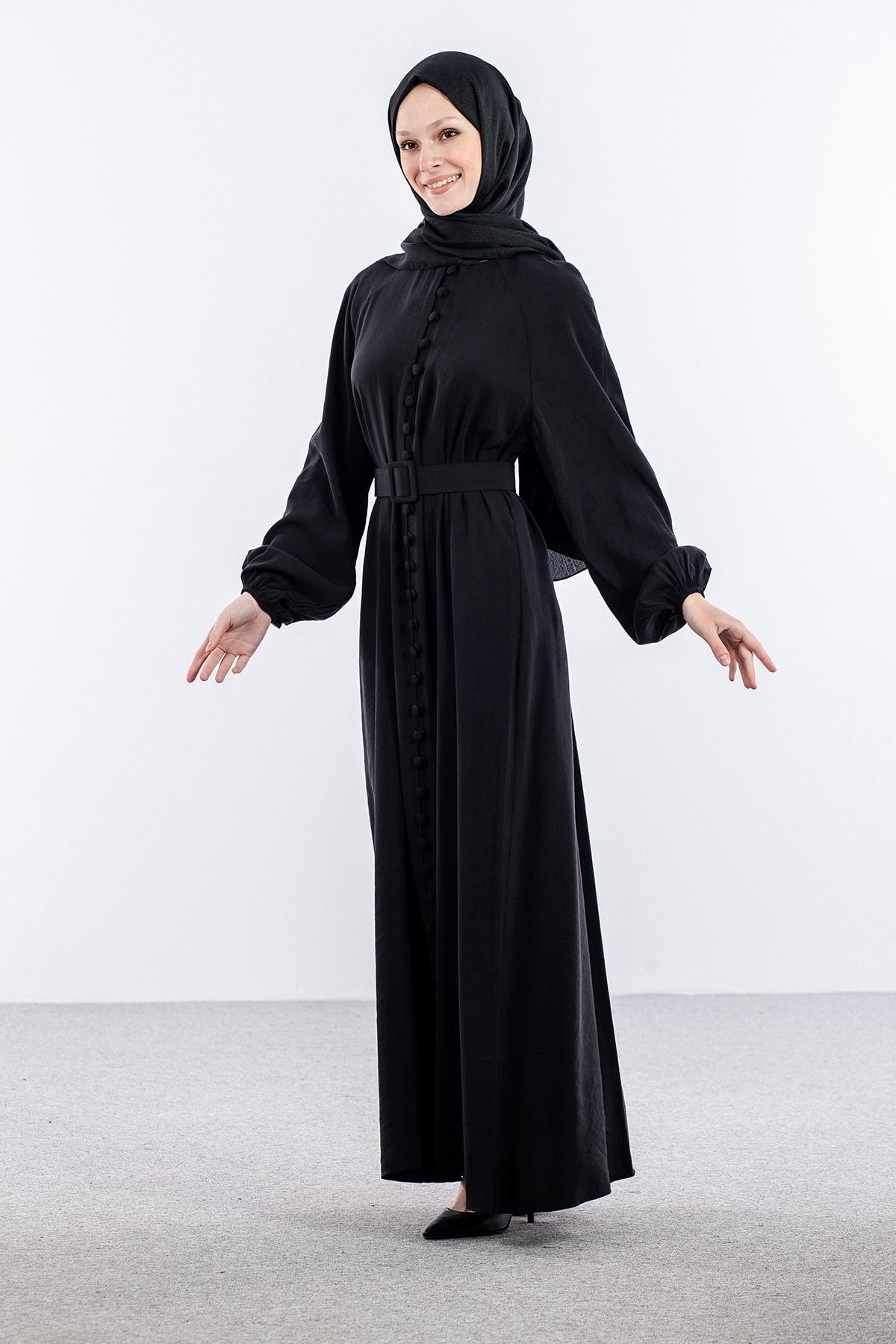 8658 Elbise 38-44 Britli Model - Siyah