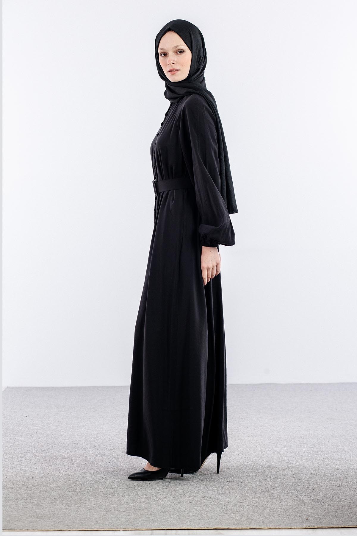 8658 Elbise 38-44 Britli Model - Siyah