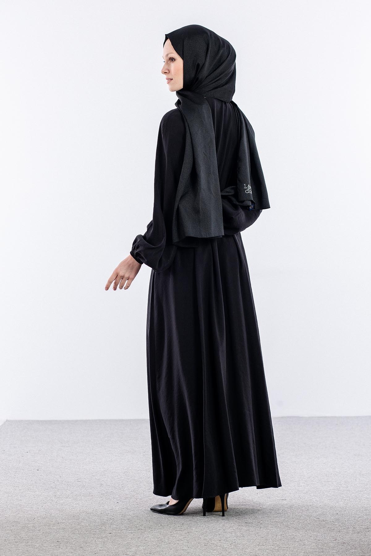 8658 Elbise 38-44 Britli Model - Siyah
