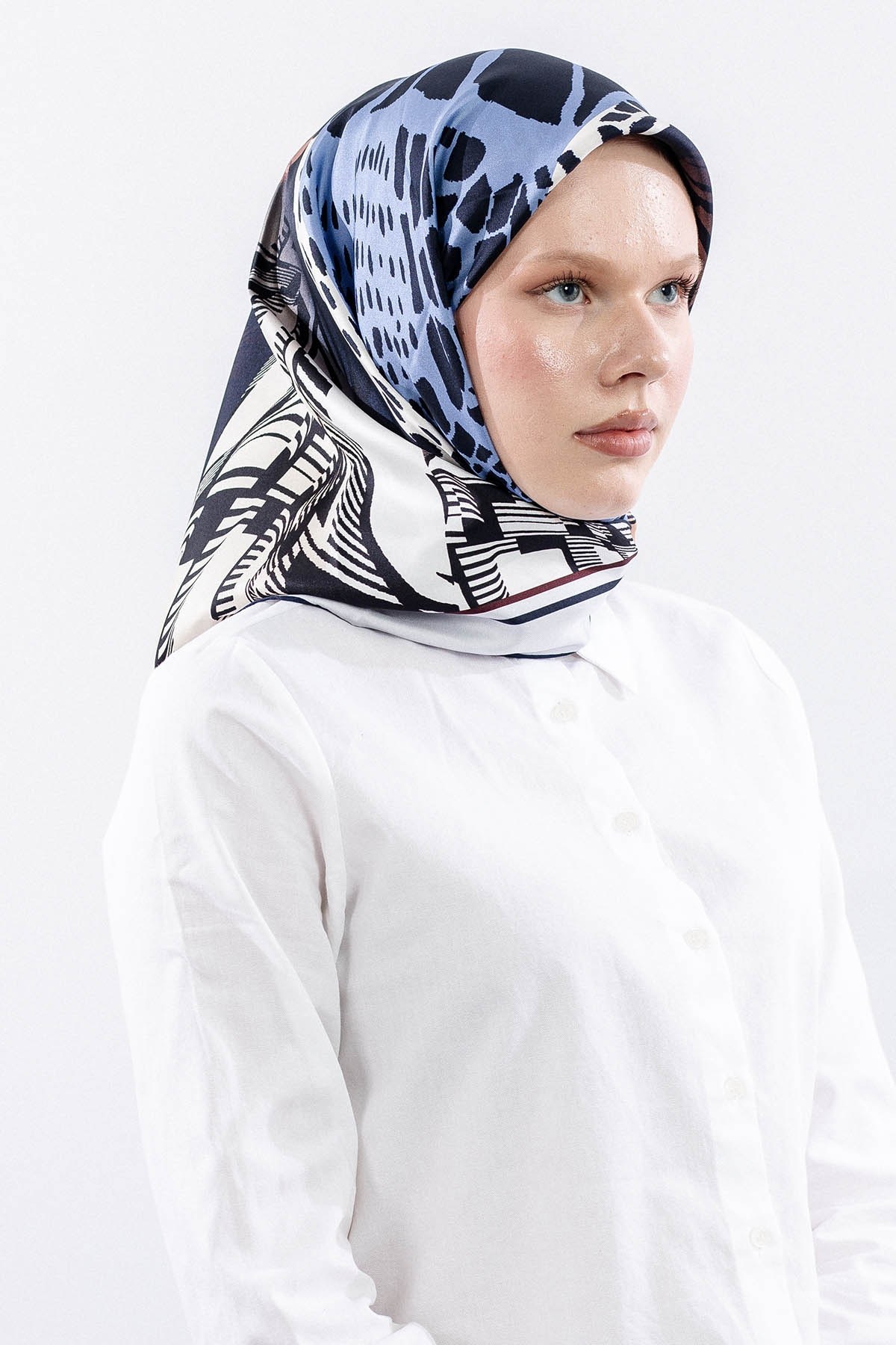 Dg11110 İpek Eşarp 90*90 Twill - Mavi