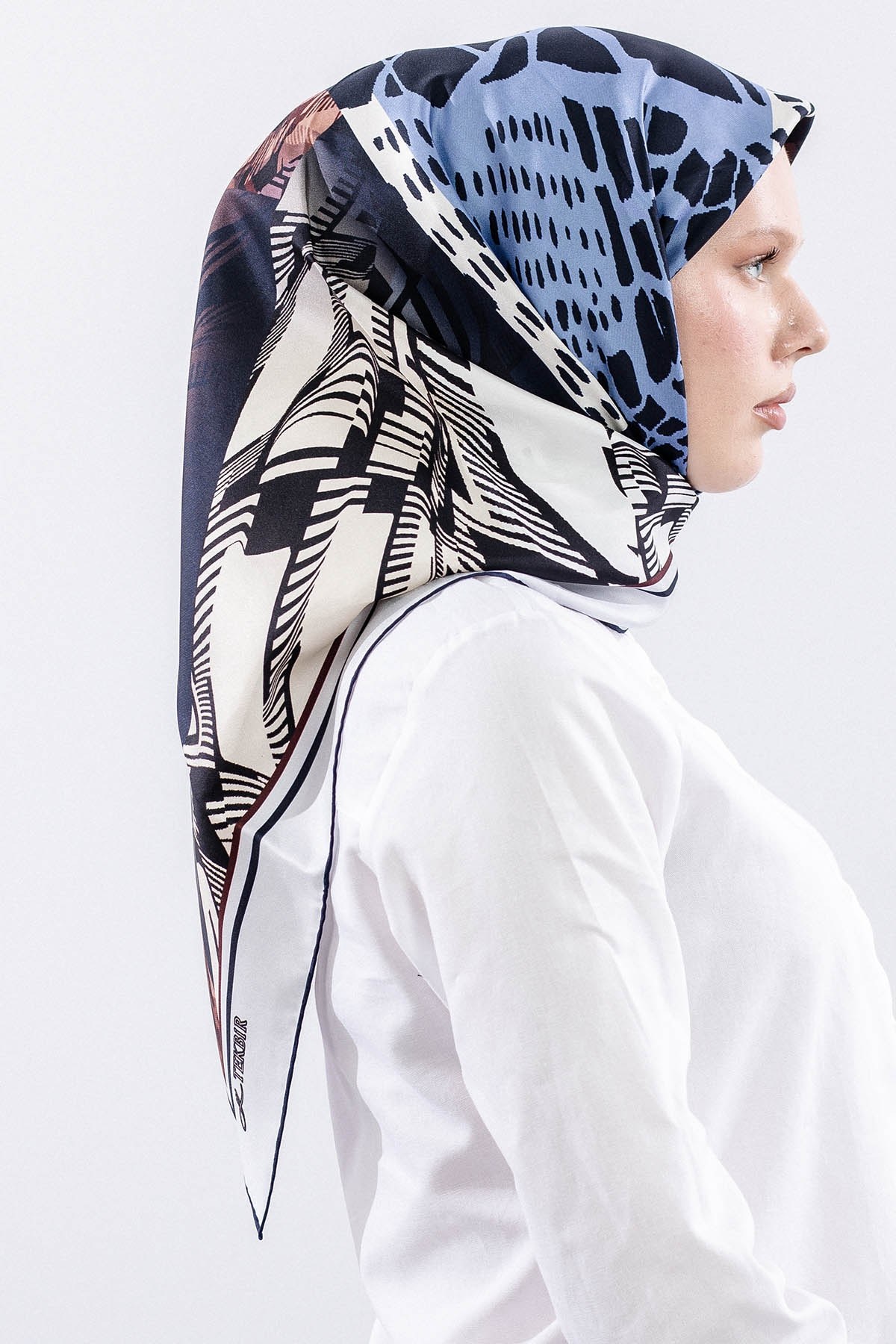 Dg11110 İpek Eşarp 90*90 Twill - Mavi