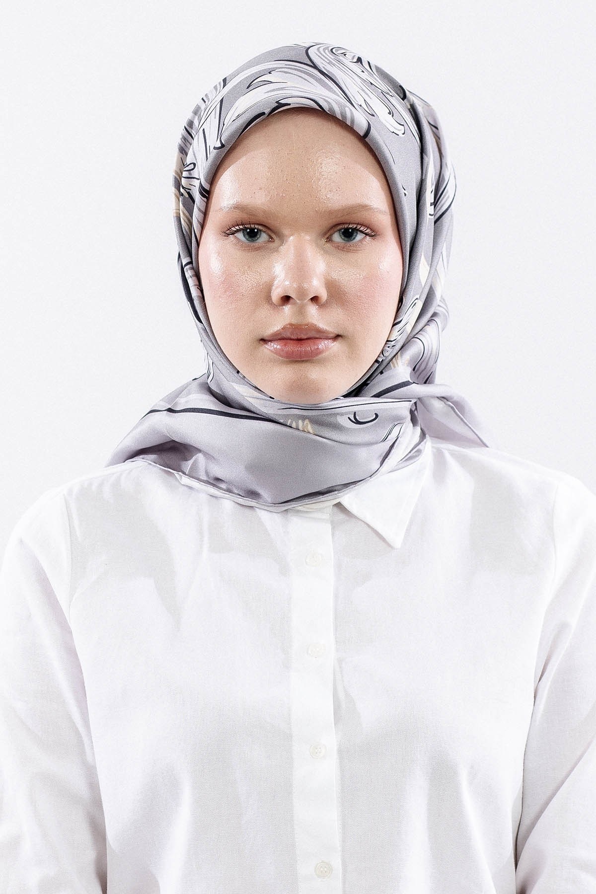 Dg11112 İpek Eşarp 90*90 Twill - Gümüş
