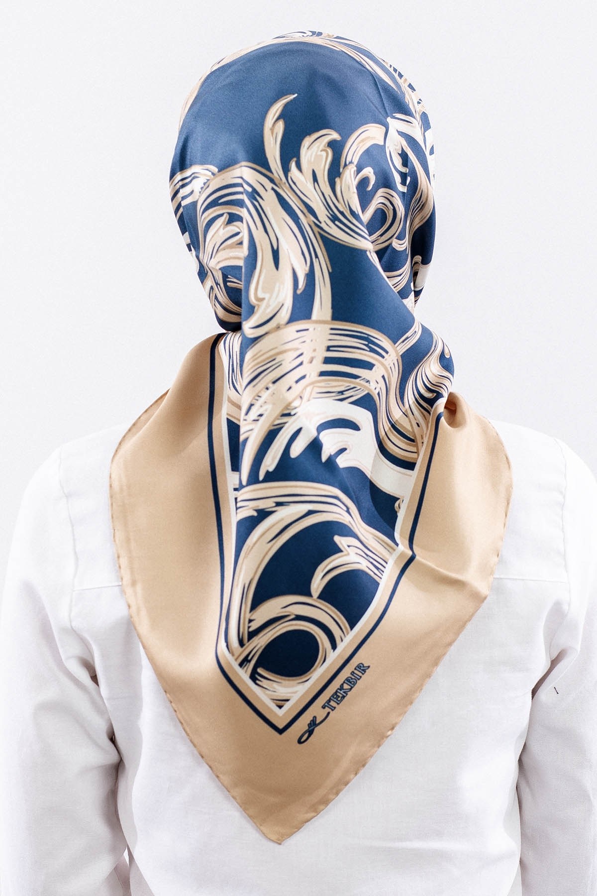 Dg11112 İpek Eşarp 90*90 Twill - Vizon Lacivert
