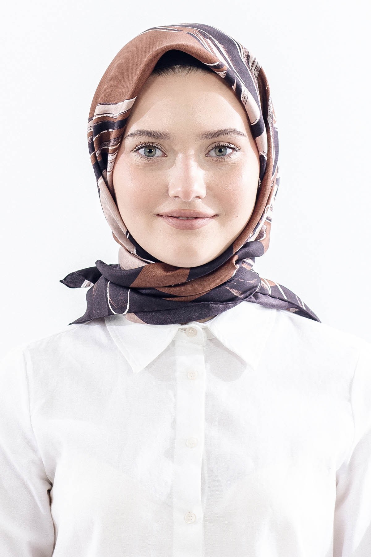 Dg11116 İpek Eşarp Twill Kumaş Zebra - Çikolata