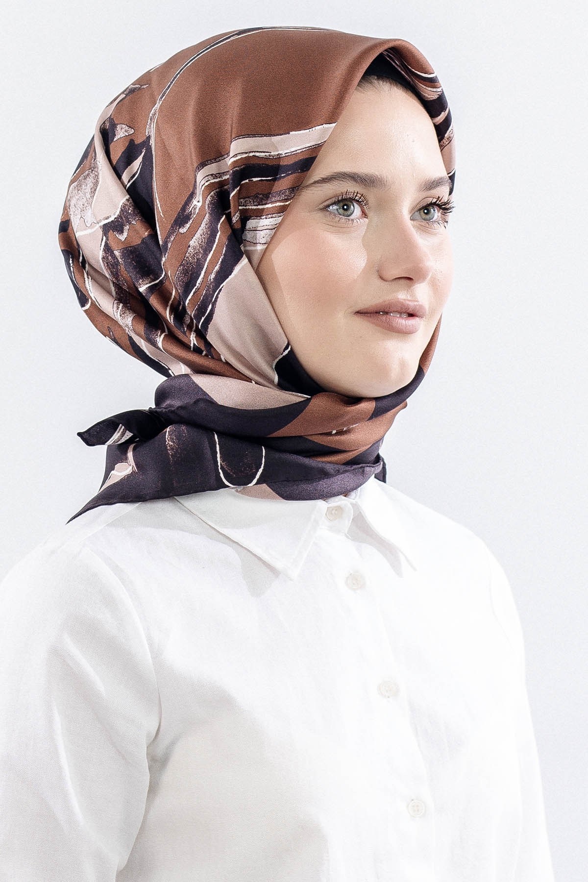 Dg11116 İpek Eşarp Twill Kumaş Zebra - Çikolata