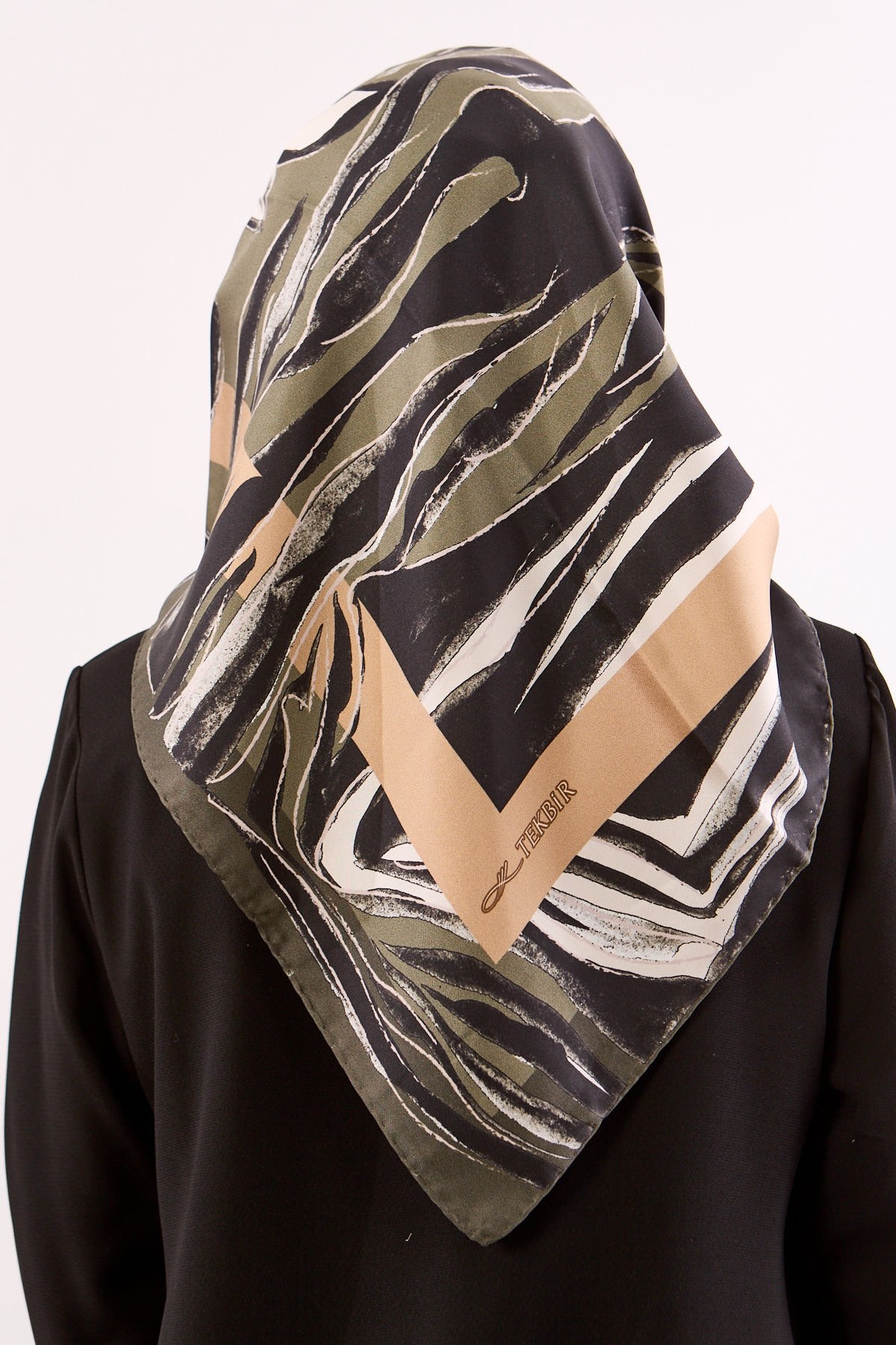 Dg11116 İpek Eşarp Twill Kumaş Zebra Desen - Yeşil