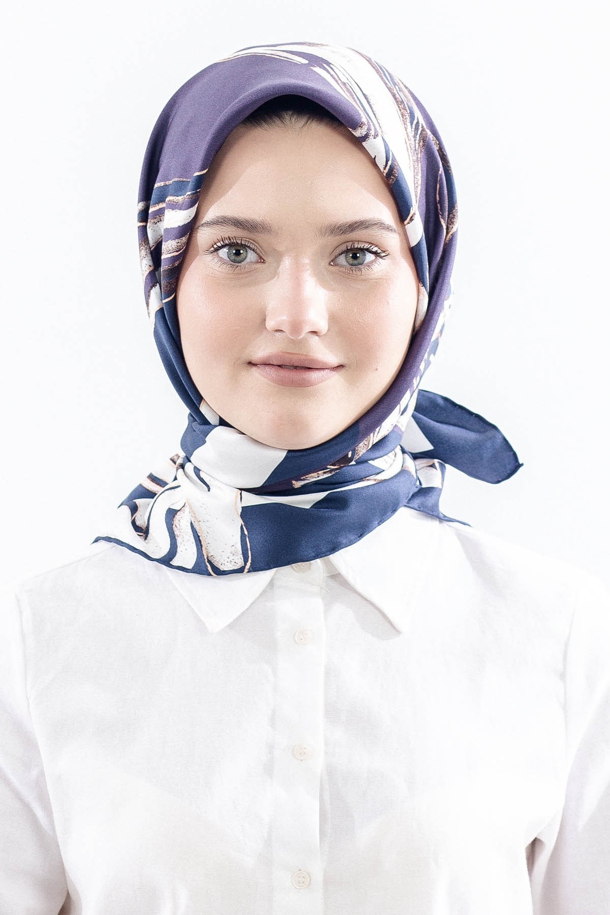 Dg11116 İpek Eşarp Twill Kumaş Zebra - Mavi
