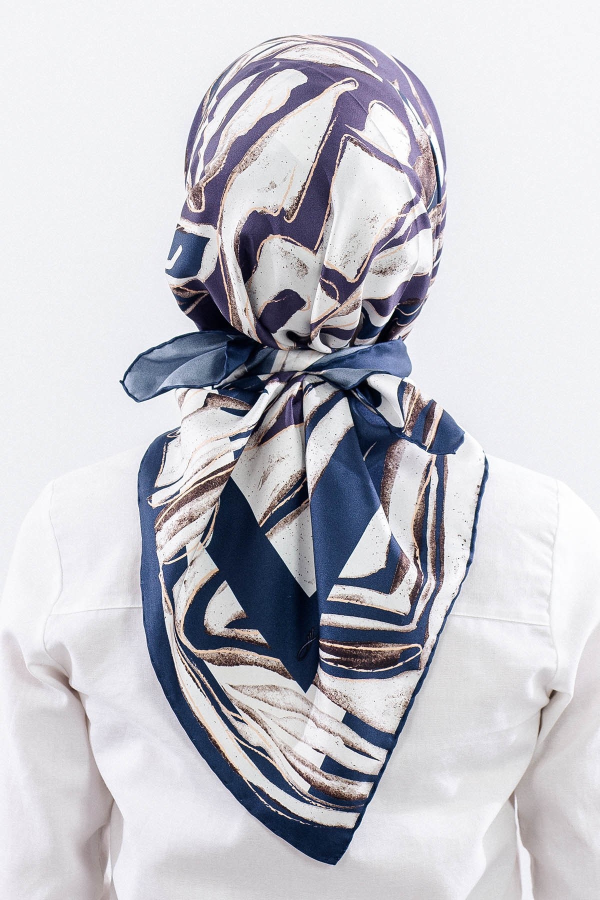 Dg11116 İpek Eşarp Twill Kumaş Zebra - Mavi