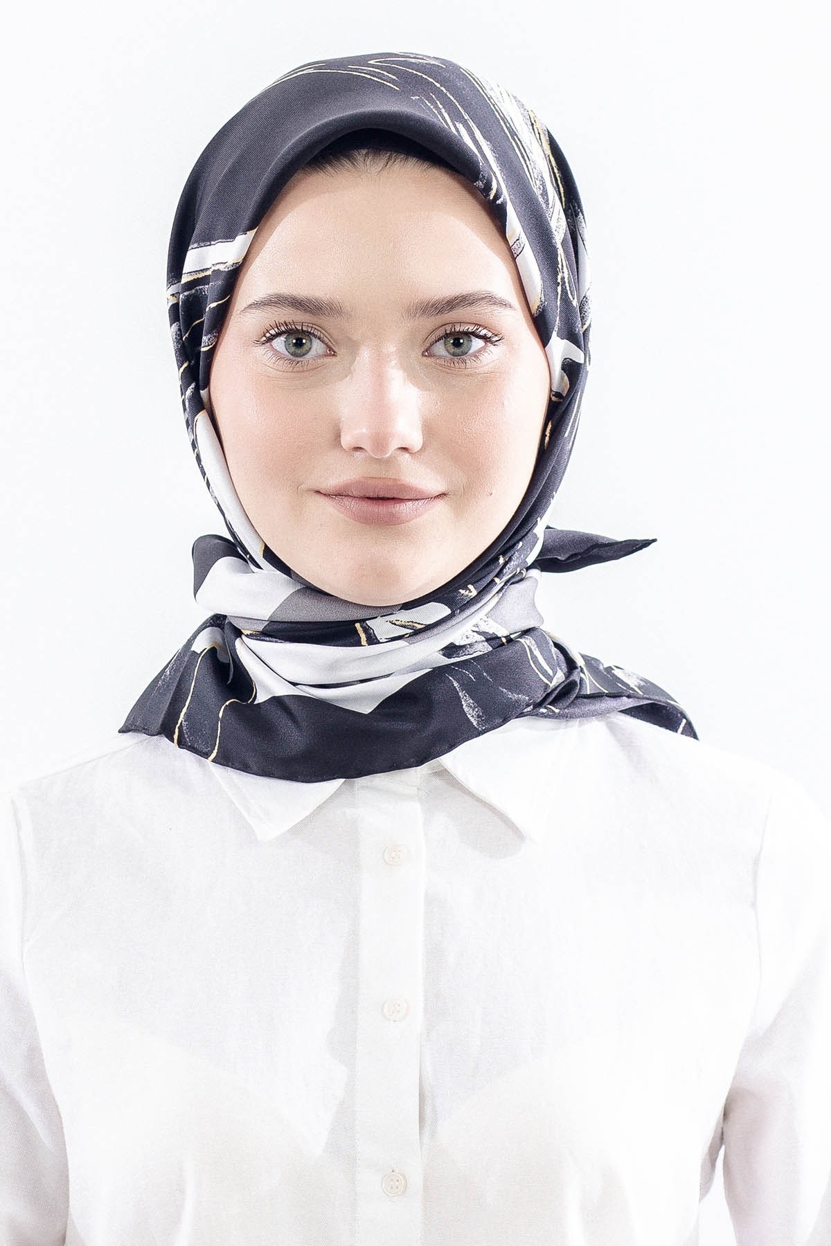 Dg11116 İpek Eşarp Twill Kumaş Zebra - Siyah