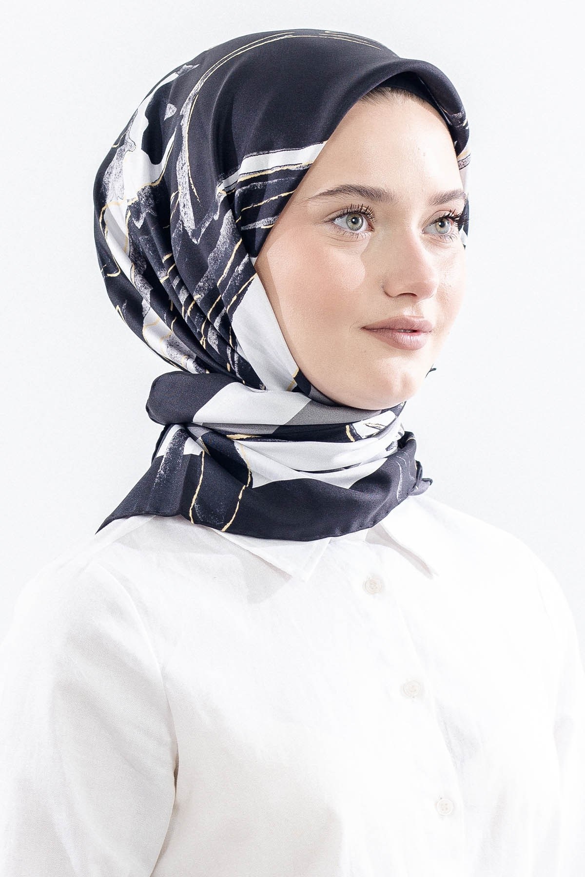 Dg11116 İpek Eşarp Twill Kumaş Zebra - Siyah