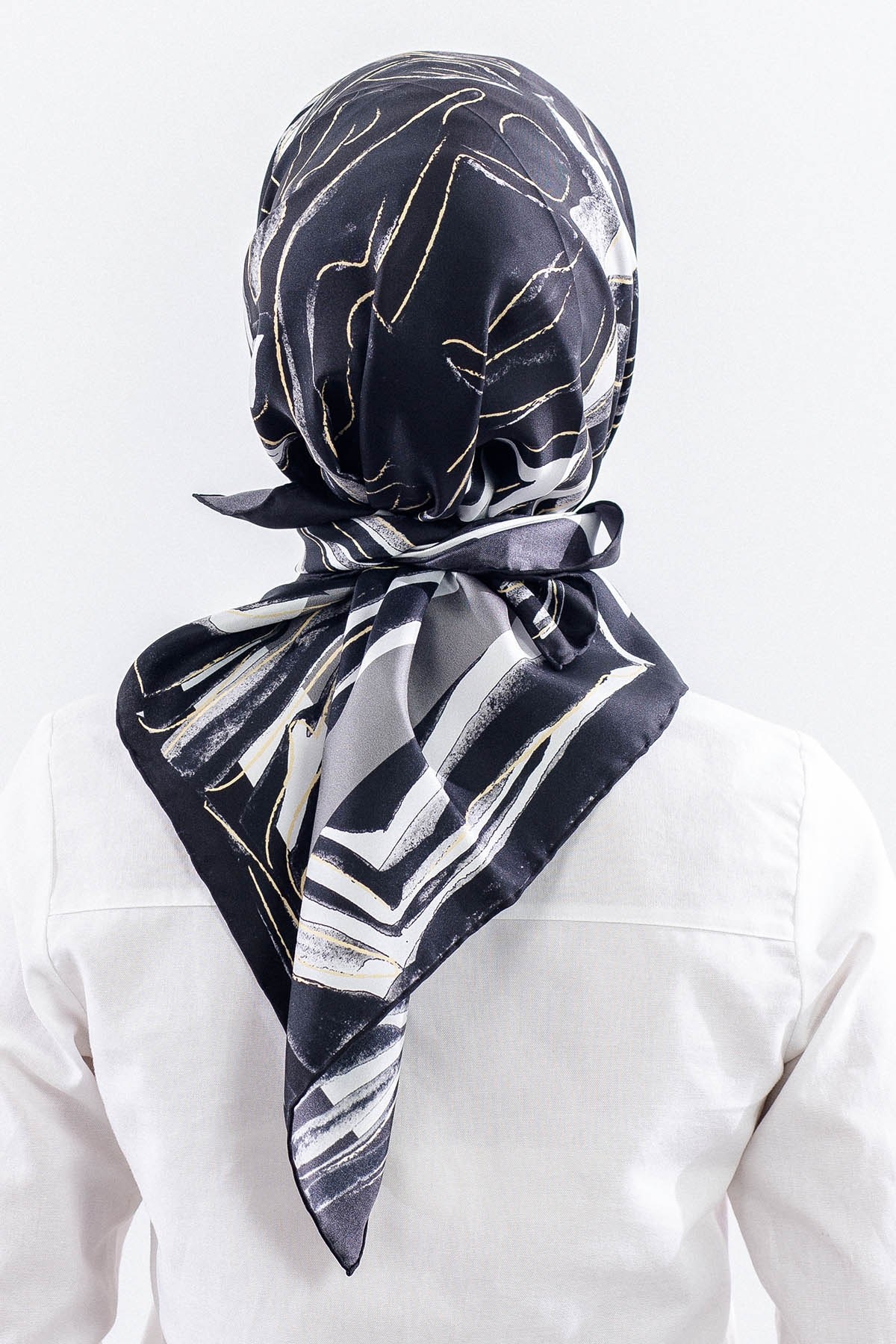 Dg11116 İpek Eşarp Twill Kumaş Zebra - Siyah