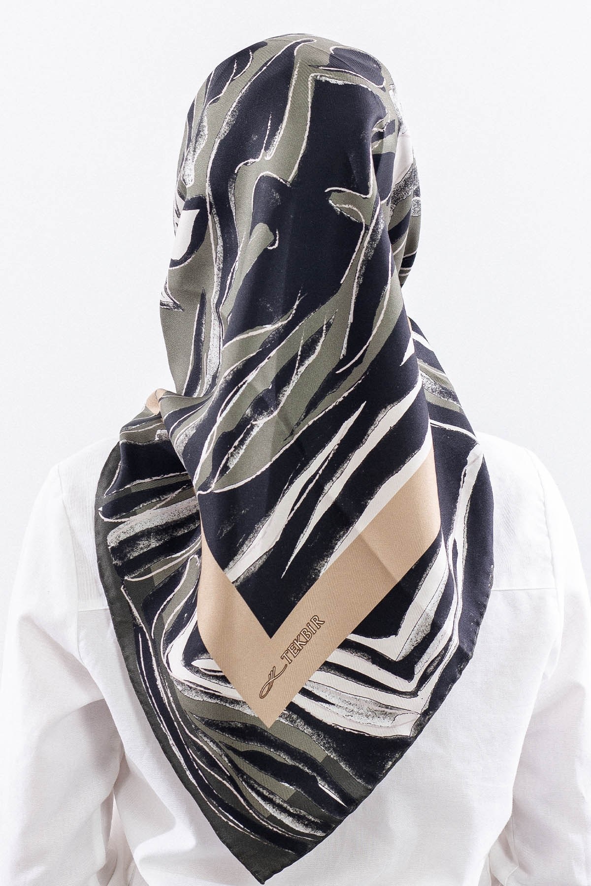 Dg11116 İpek Eşarp Twill Kumaş Zebra - Yeşil