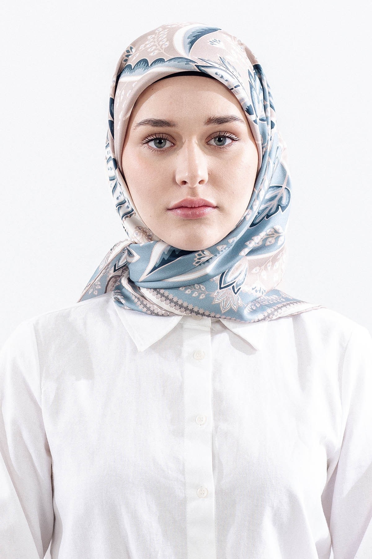Dg12512 İpek Eşarp Twill Kumaş Şal Desen - Vizon