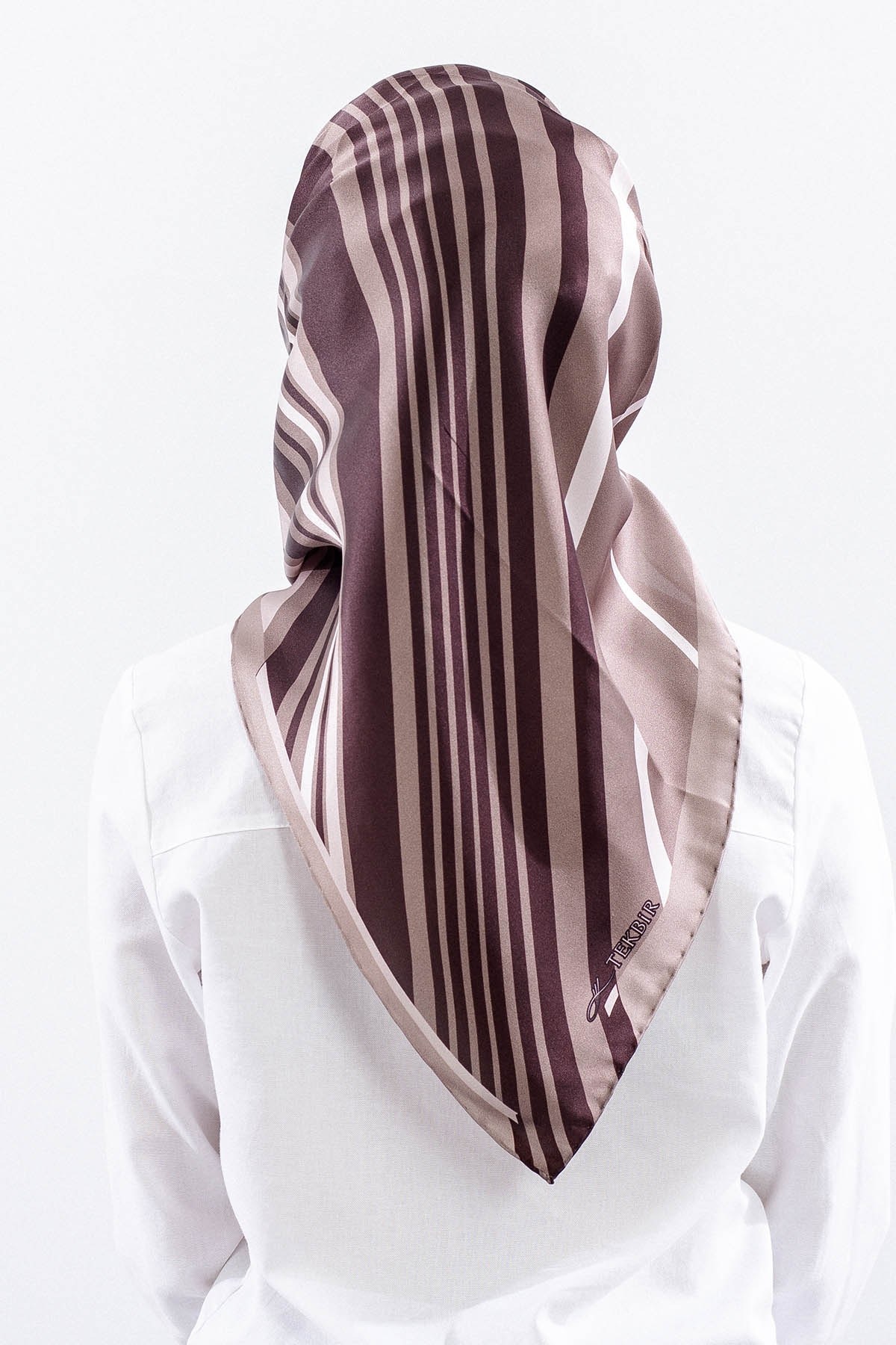 Dg13139 İpek Eşarp Çizgi Twill Kumaş - Kum