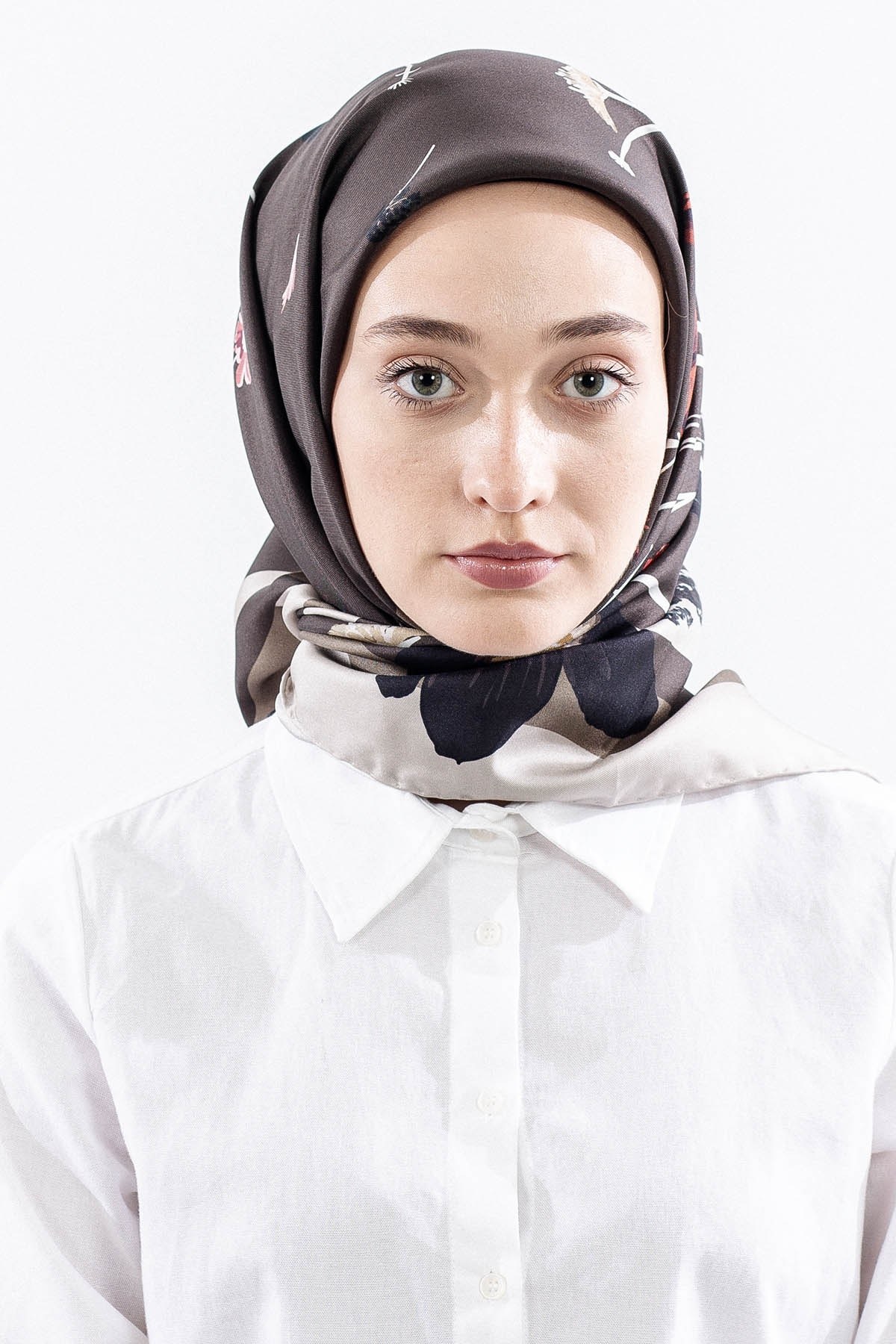 Dg14821 İpek Eşarp Nilufer Twill Kumaş - Haki