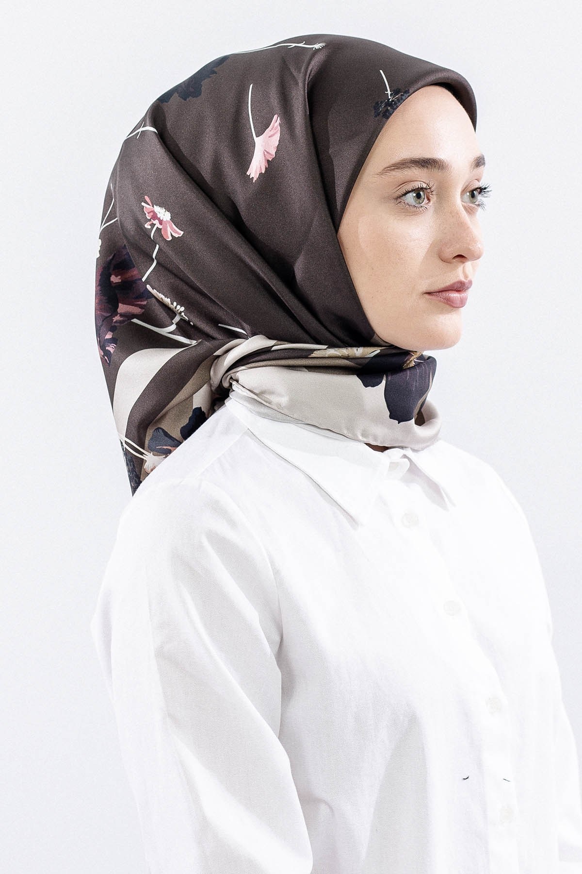 Dg14821 İpek Eşarp Nilufer Twill Kumaş - Haki