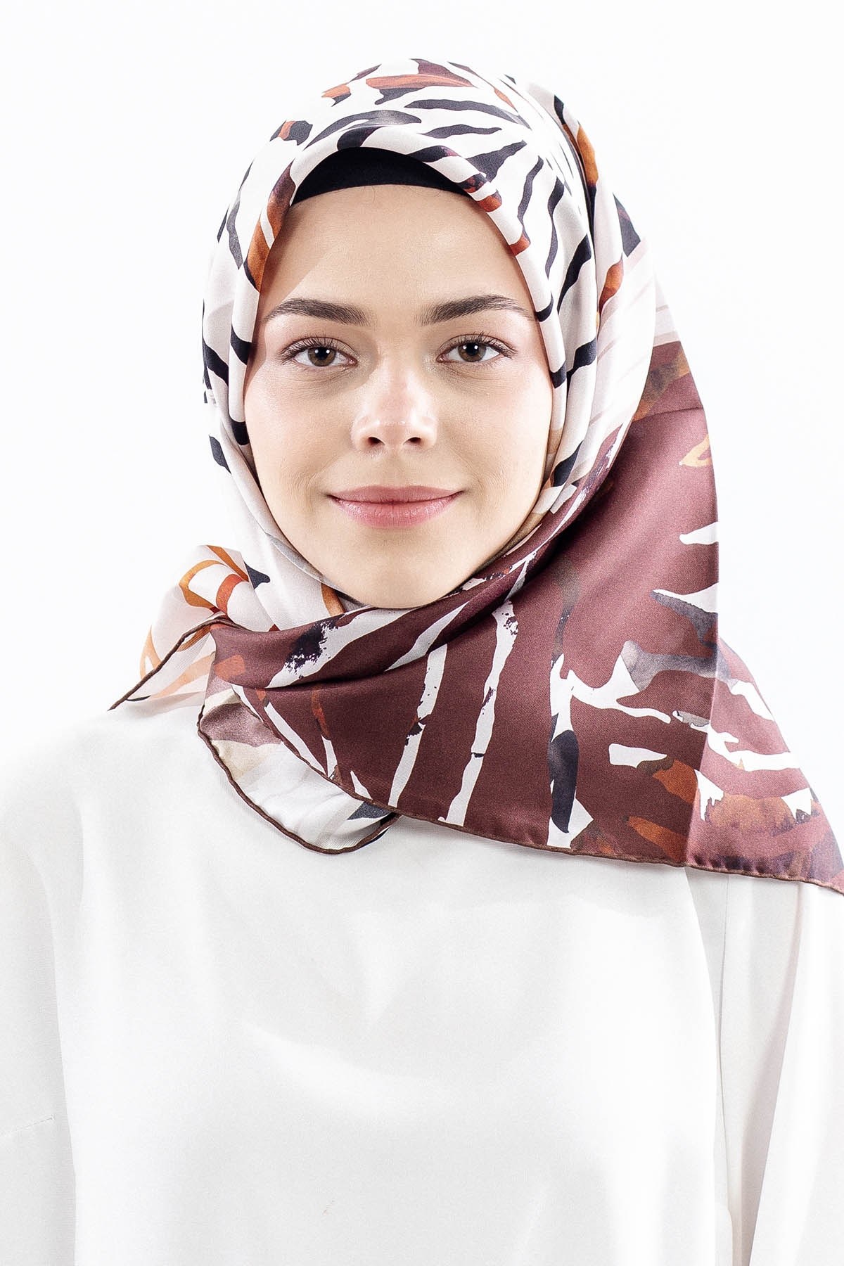 Dg18336 İpek Eşarp Tasarım Twill Kumaş - Bordo