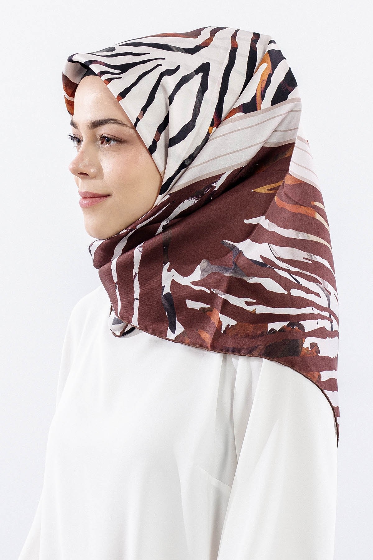 Dg18336 İpek Eşarp Tasarım Twill Kumaş - Bordo