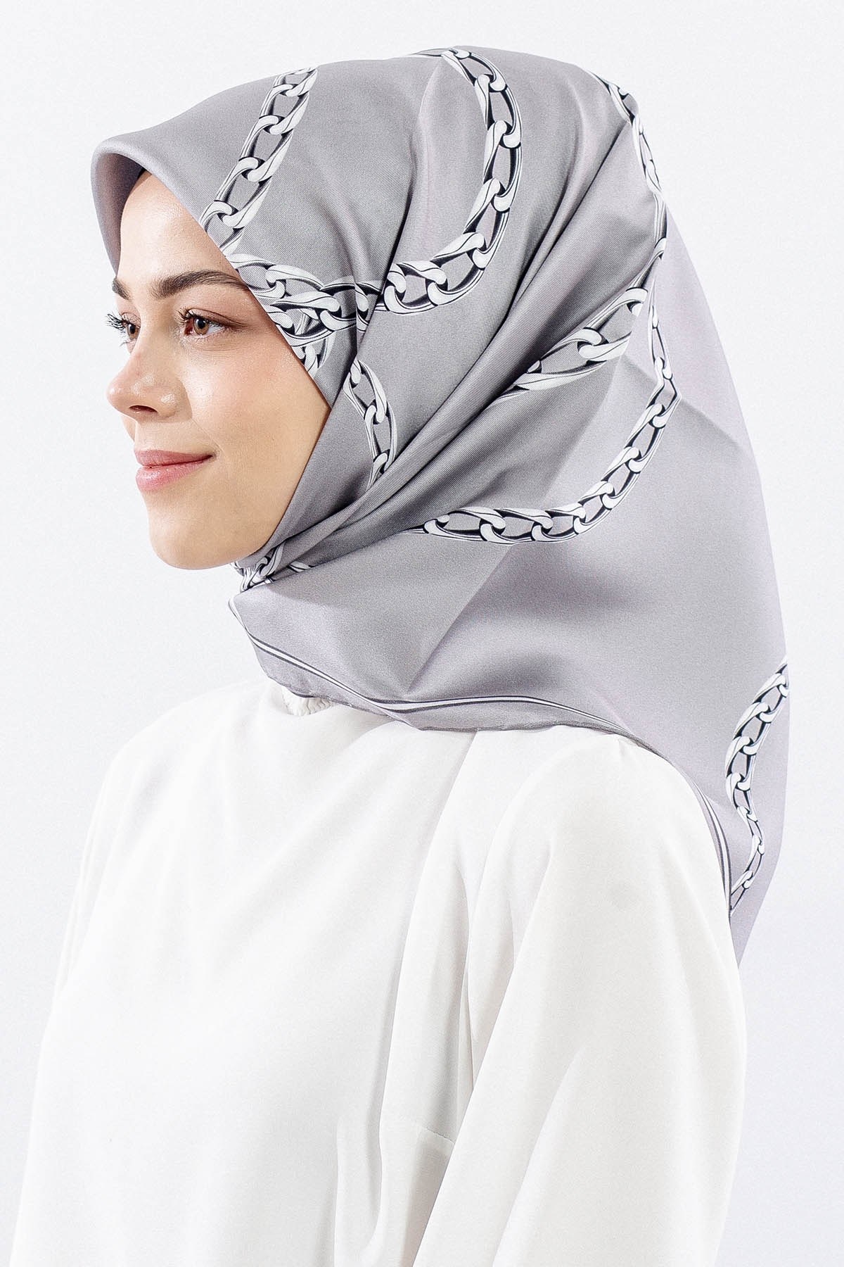 Dg18336 İpek Eşarp Tasarım Twill Kumaş - Kahve