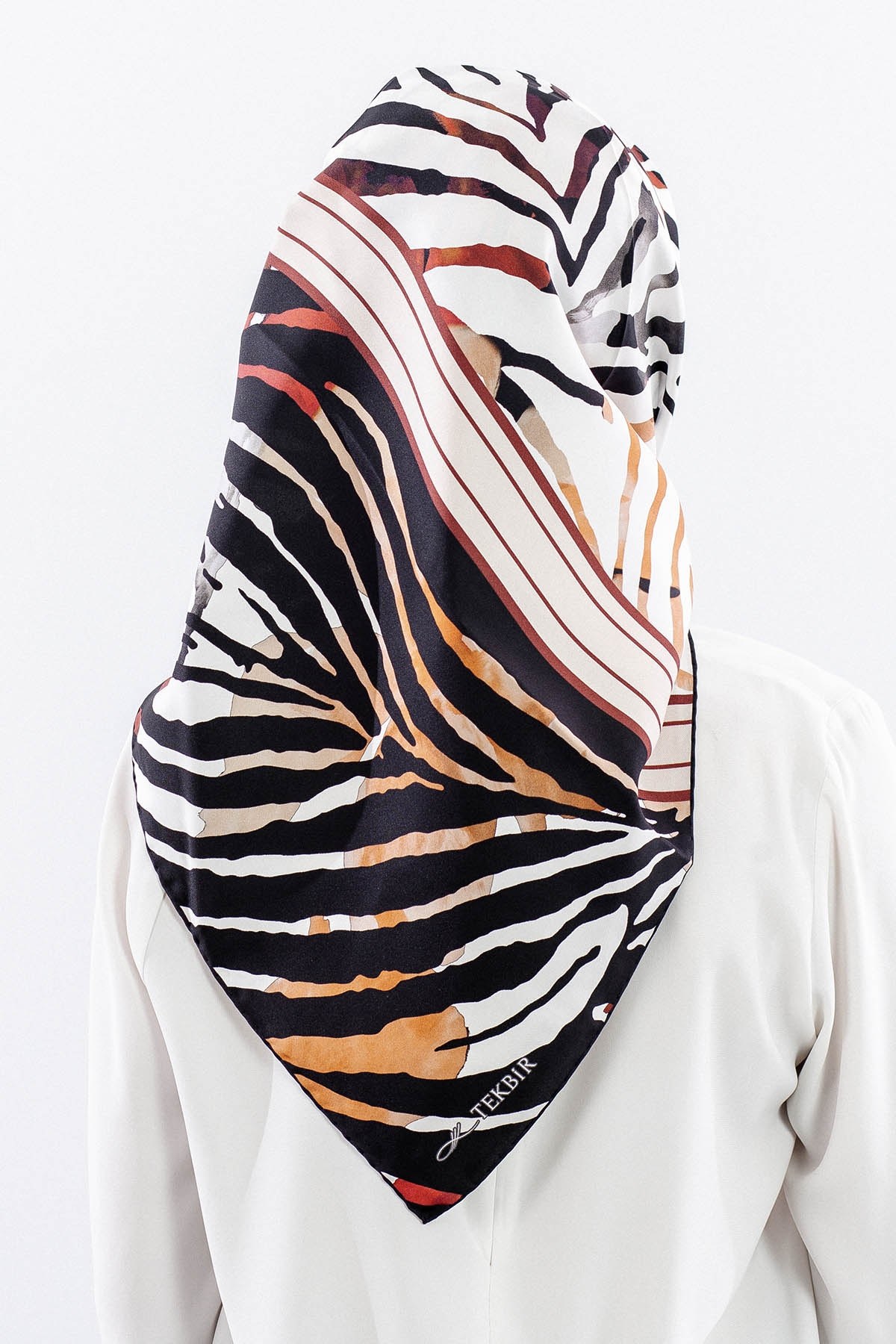 Dg18336 İpek Eşarp Tasarım Twill Kumaş - Siyah