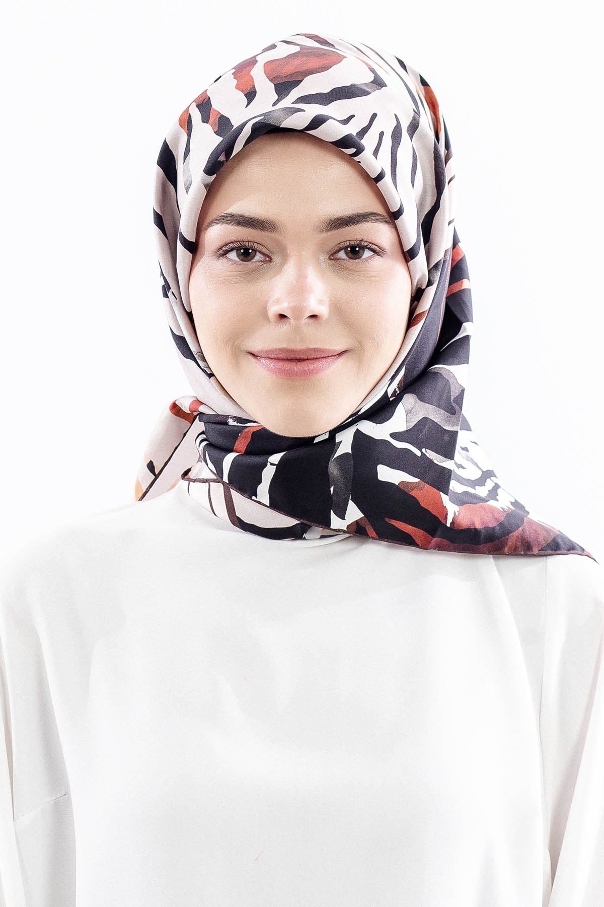 Dg18336 İpek Eşarp Tasarım Twill Kumaş - Vizon