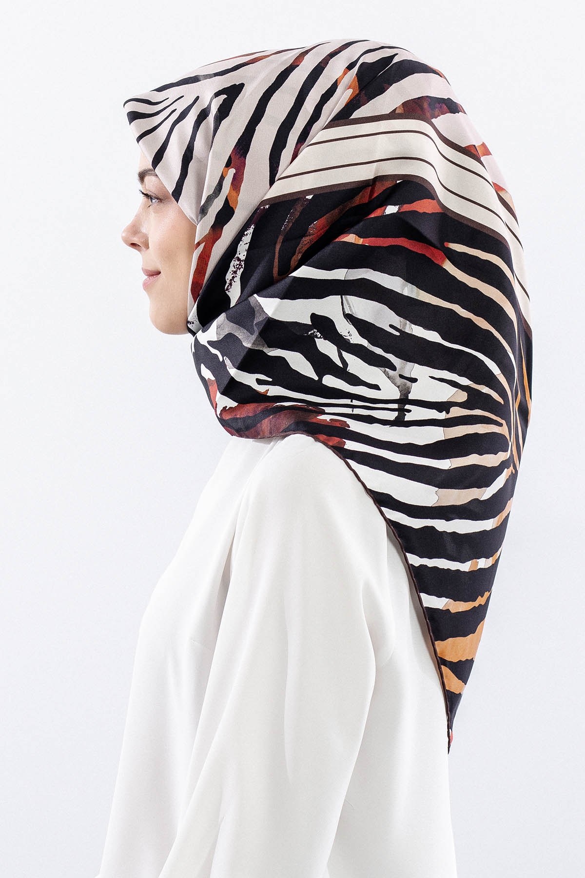 Dg18336 İpek Eşarp Tasarım Twill Kumaş - Vizon
