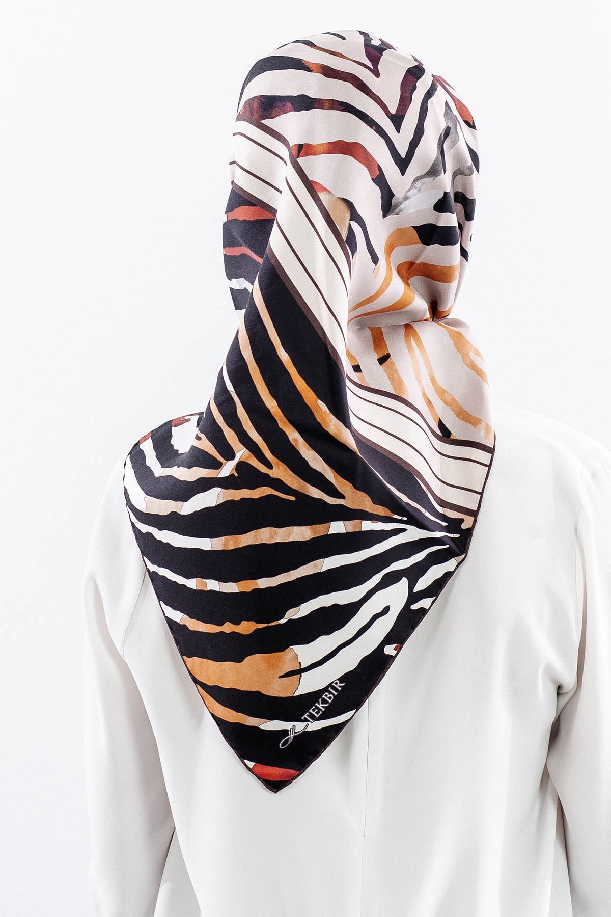 Dg18336 İpek Eşarp Tasarım Twill Kumaş - Vizon