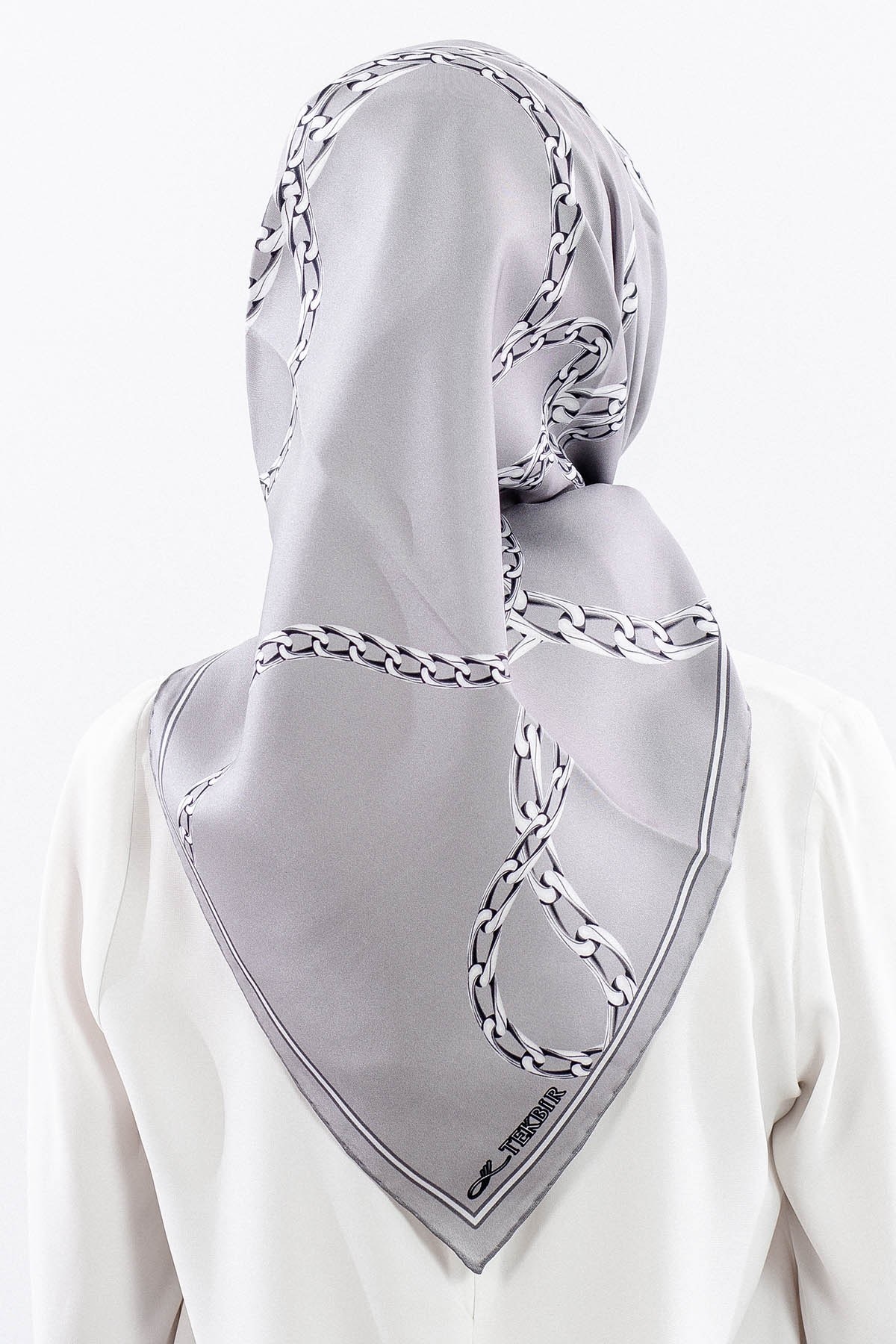 Dg18338 İpek Eşarp Zincir Twill Kumaş - Antrasit