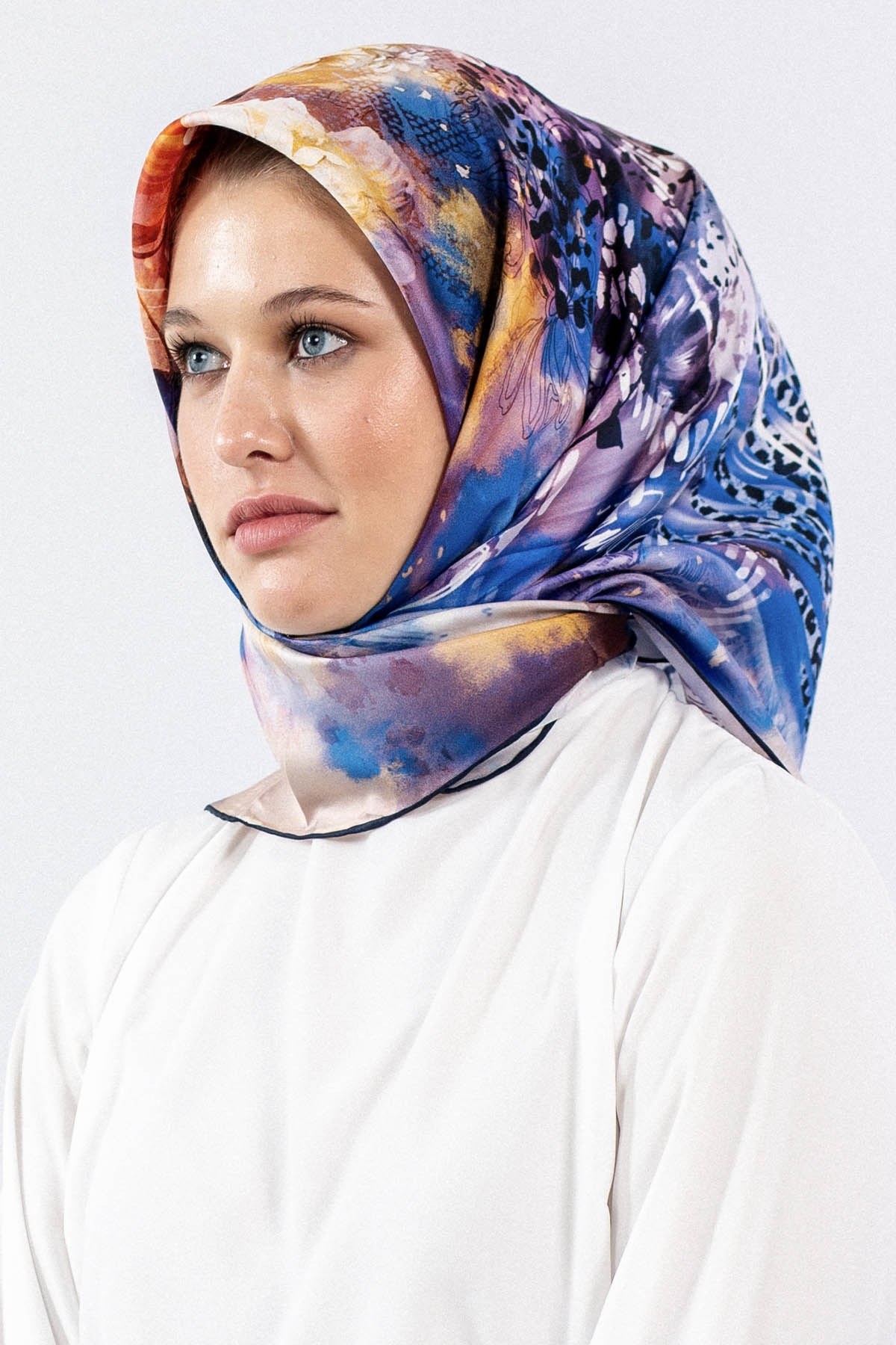 Dg7544 İpek Eşarp Twill - Lacivert