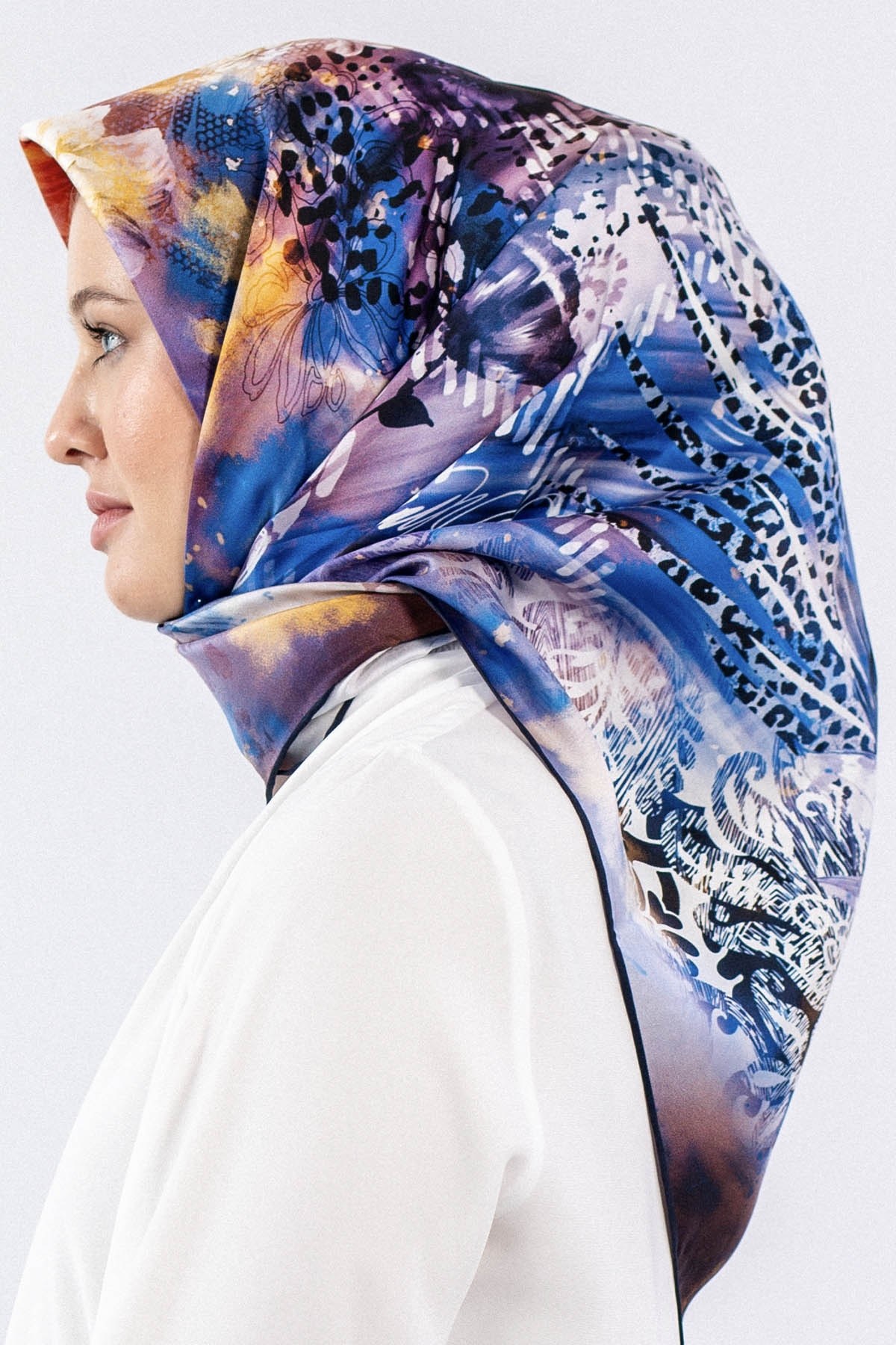 Dg7544 İpek Eşarp Twill - Lacivert