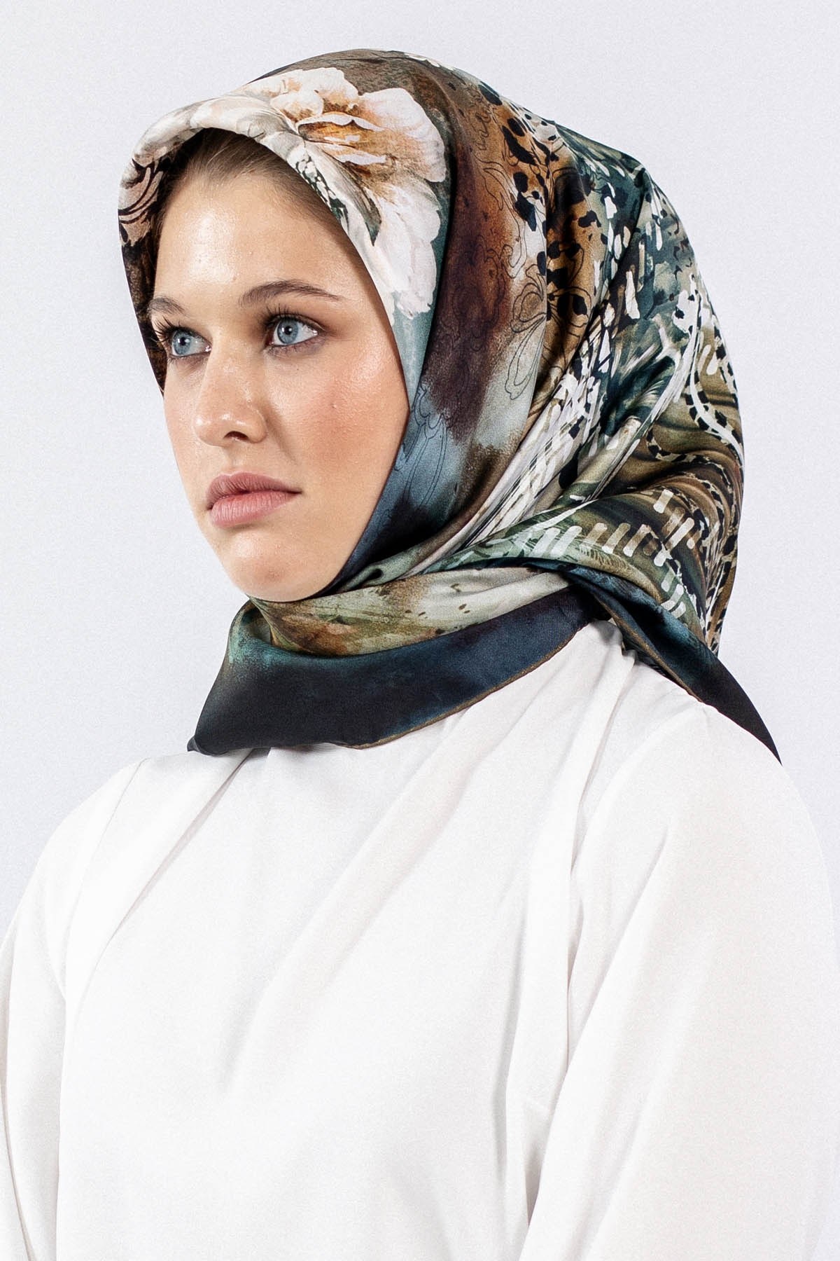 Dg7544 İpek Eşarp Twill - Yeşil