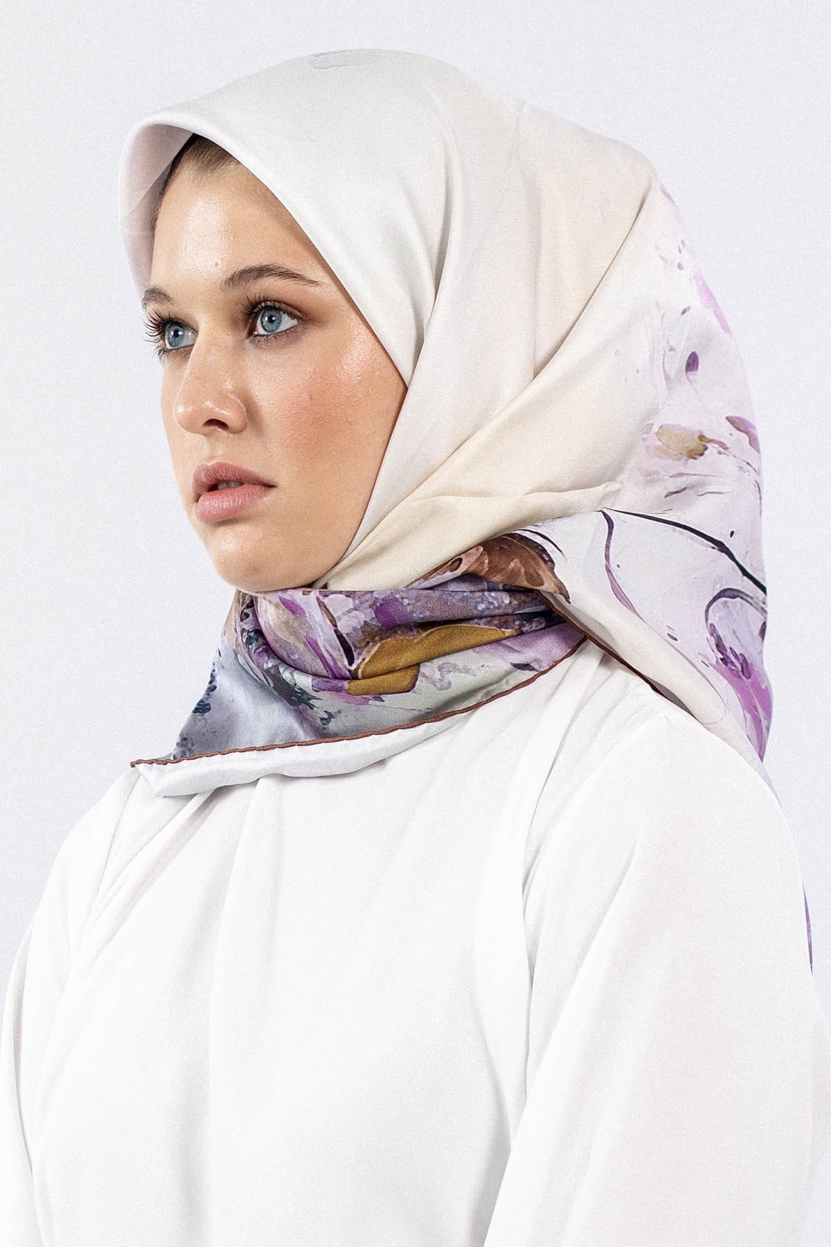 Dg7549 İpek Eşarp Twill - Haki Gül