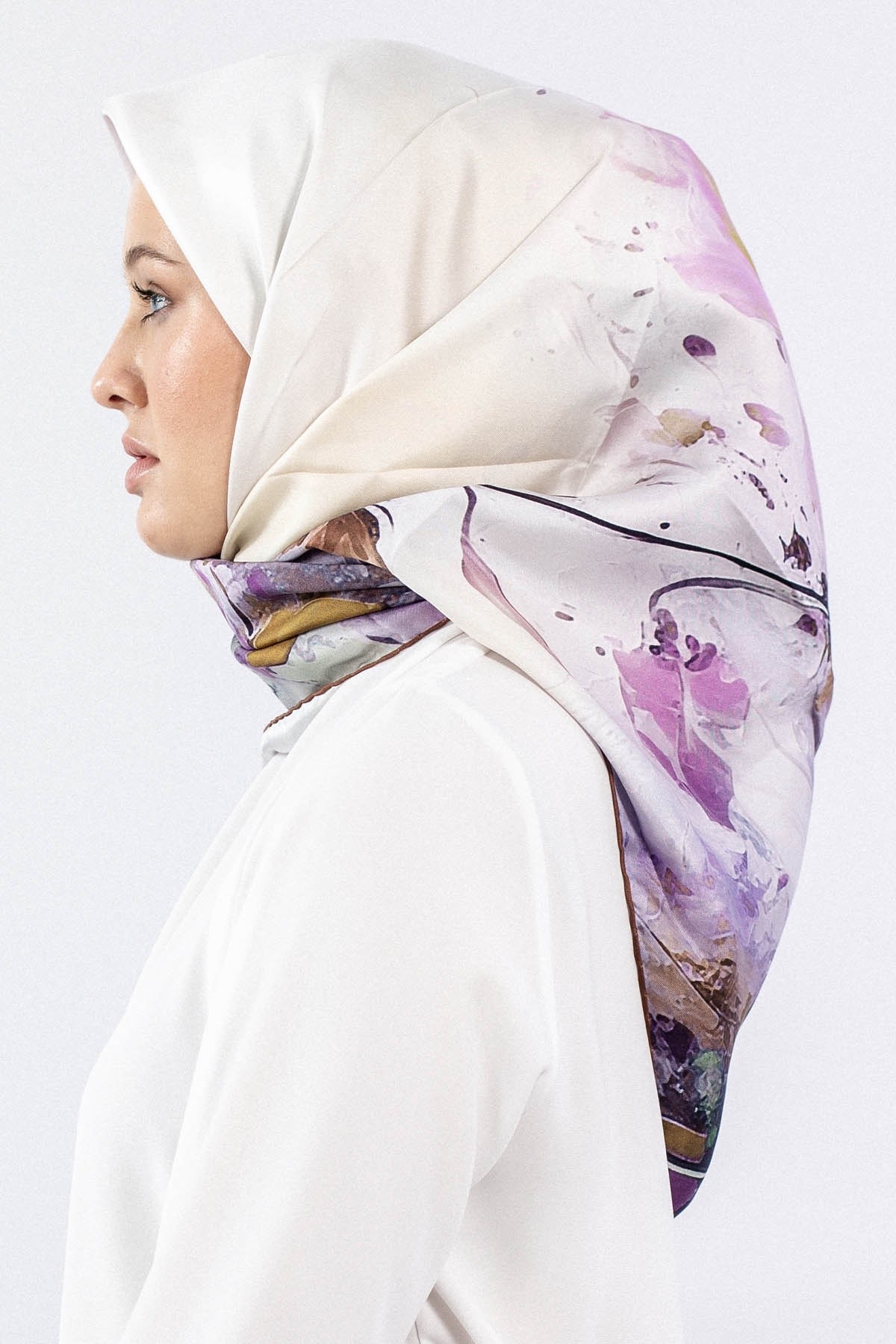 Dg7549 İpek Eşarp Twill - Haki Gül