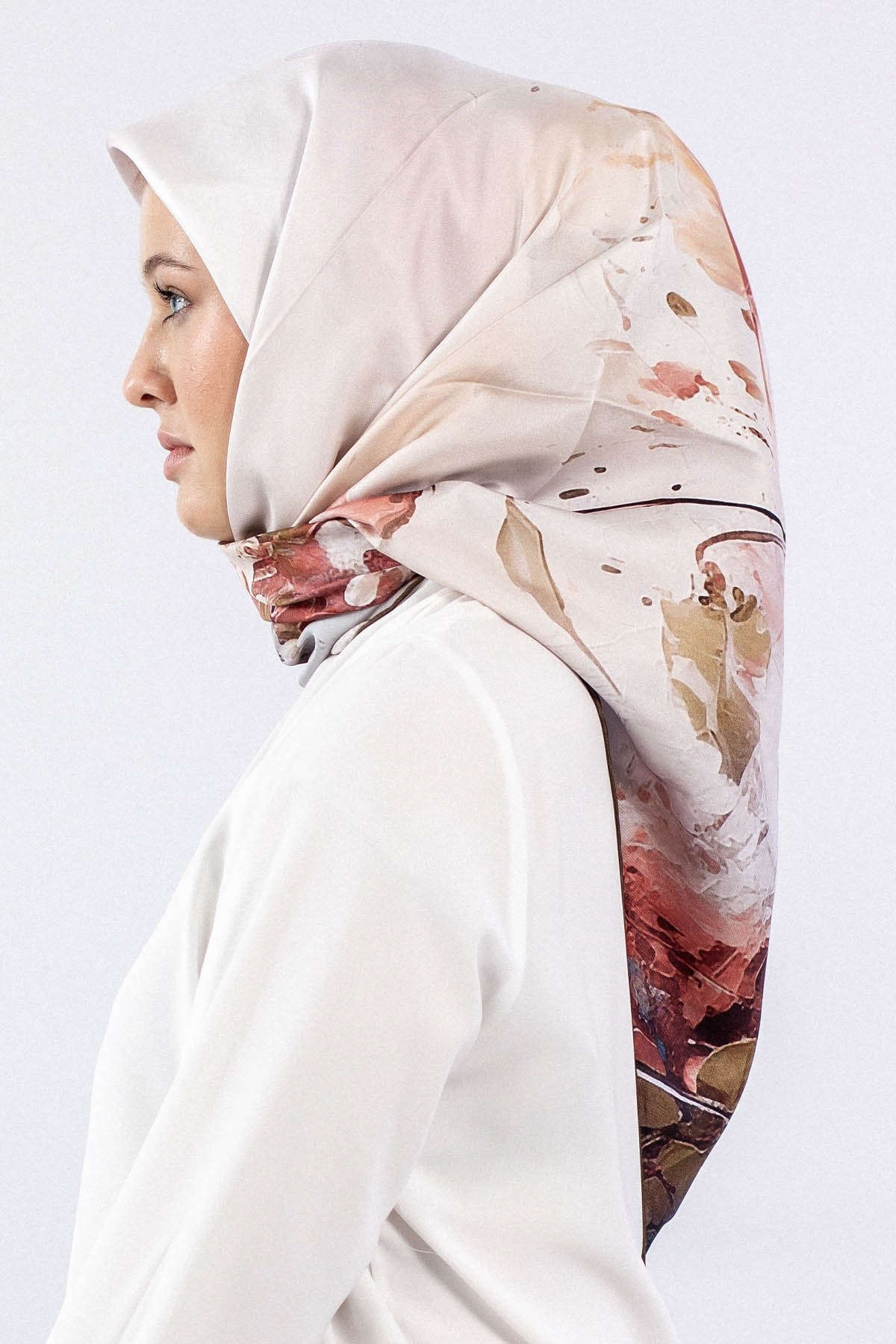 Dg7549 İpek Eşarp Twill - Kahve-Oranj