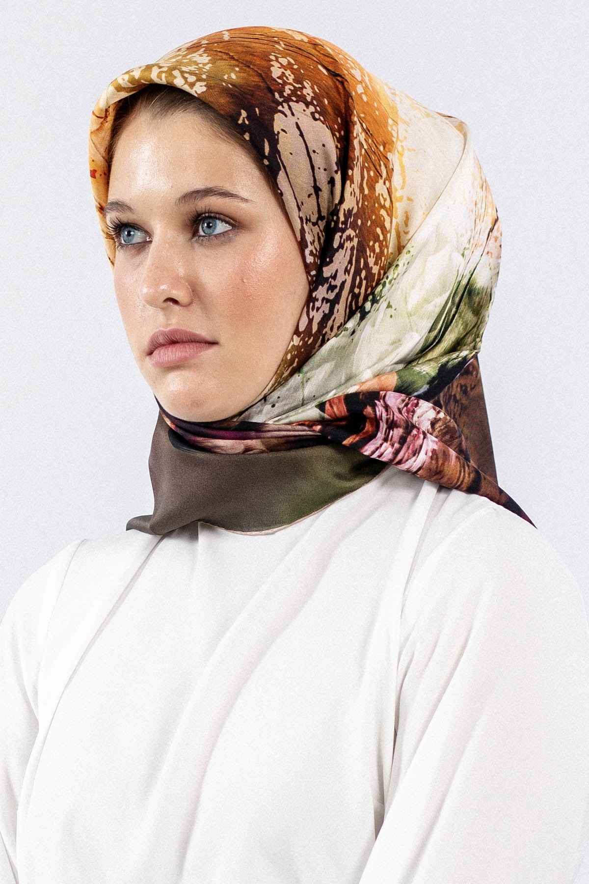 Dg7611 İpek Eşarp Twill - Bej Mürdüm