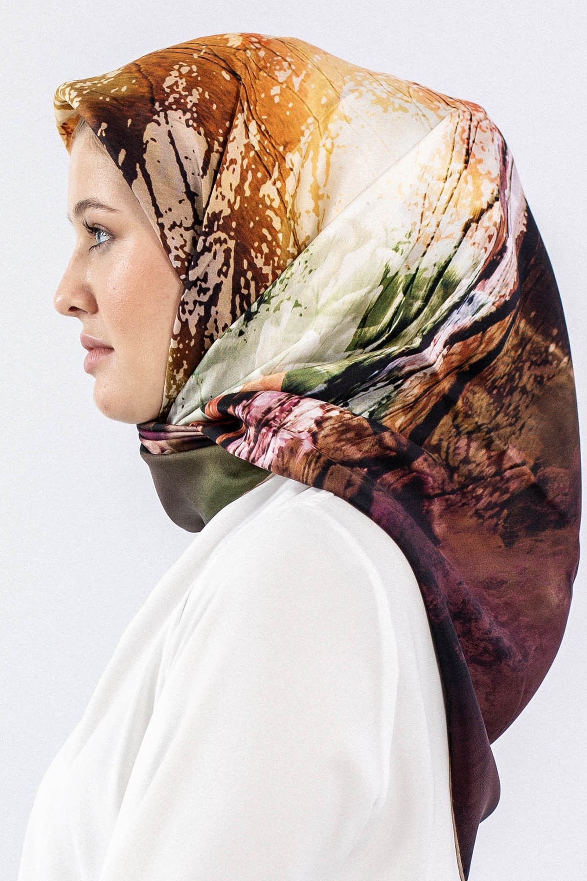 Dg7611 İpek Eşarp Twill - Bej Mürdüm