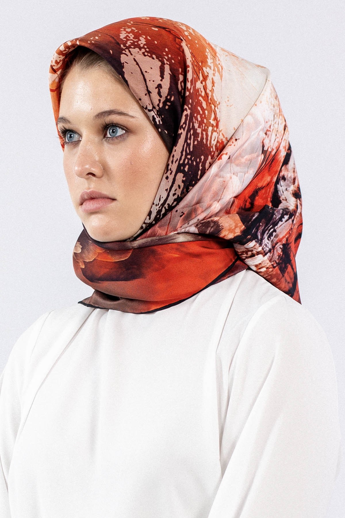 Dg7611 İpek Eşarp Twill - Siyah Kırmızı