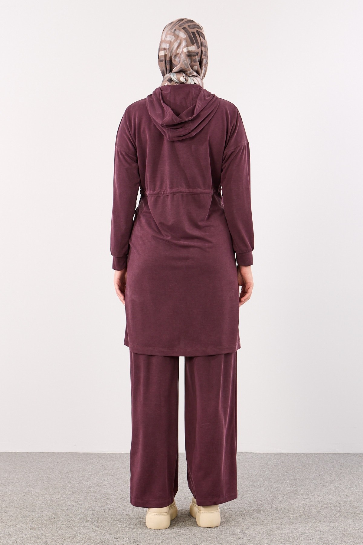 H-1680 Takım 40-50 Kapüşonlu Beli Lastikli - Bordo