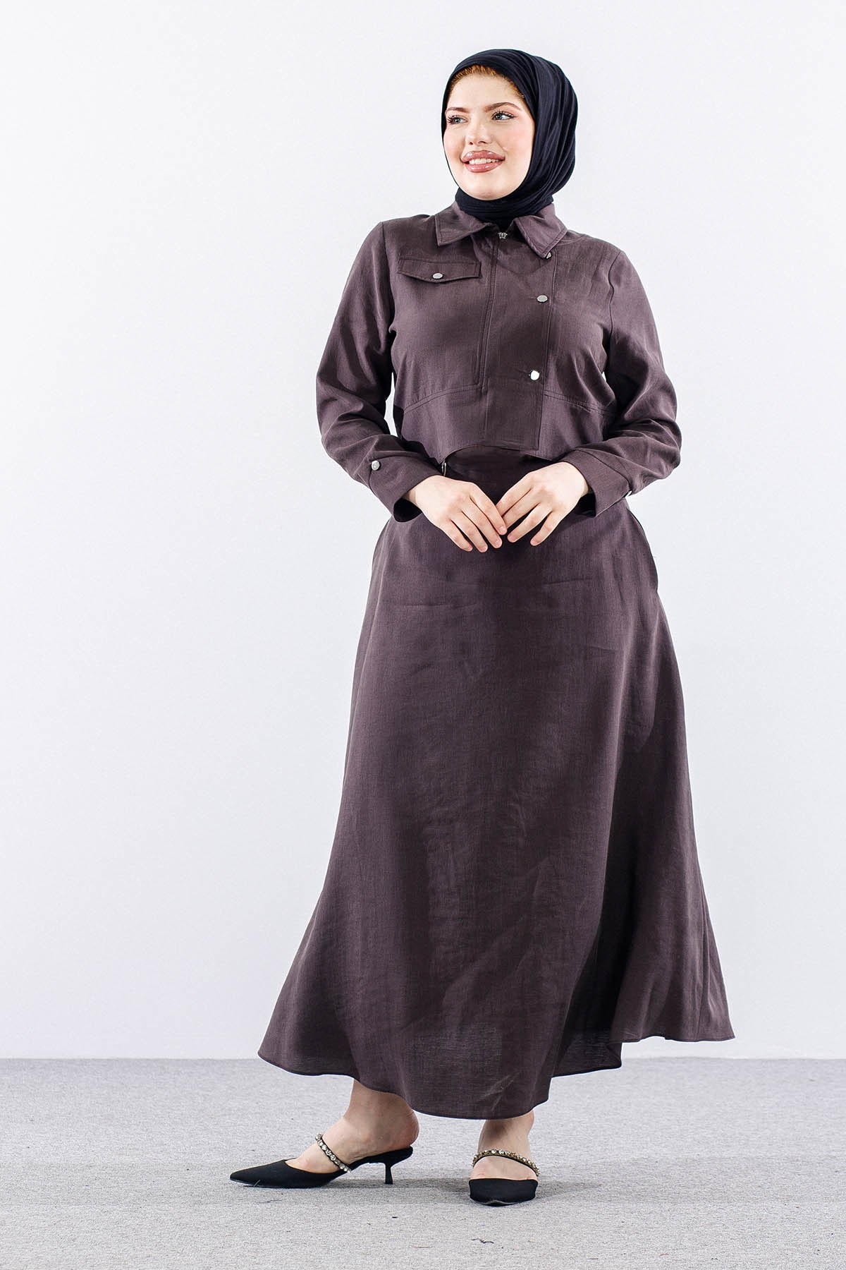 M7729 E. Takım 40-48 Çıtçıt Detay - Kahve