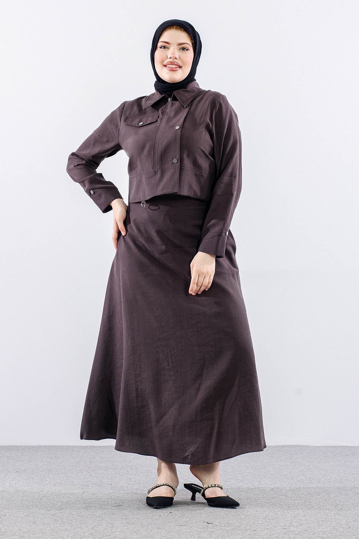 M7729 E. Takım 40-48 Çıtçıt Detay - Kahve