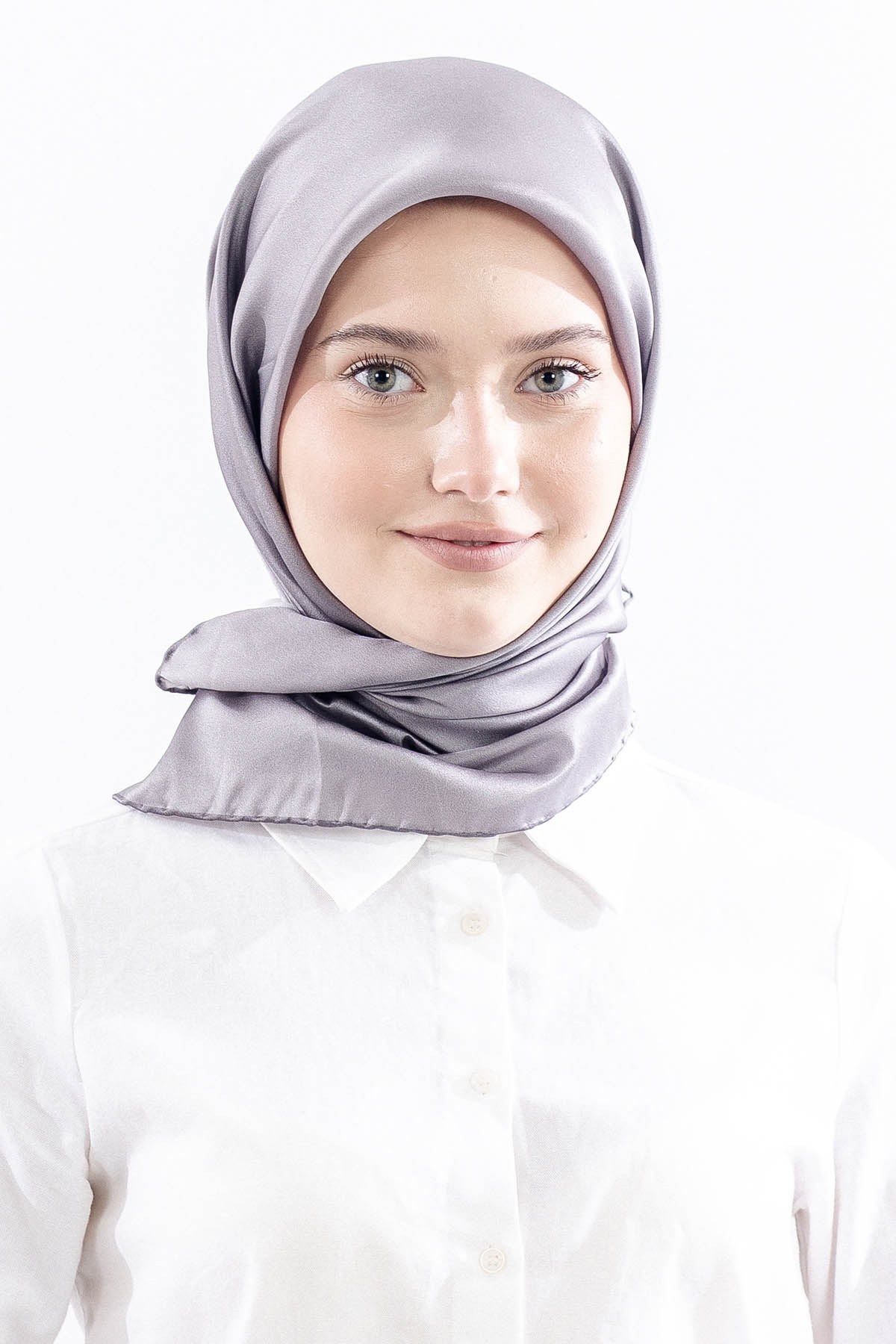 Sade İpek Eşarp 90*90 Sura Kumaş - Antrasit