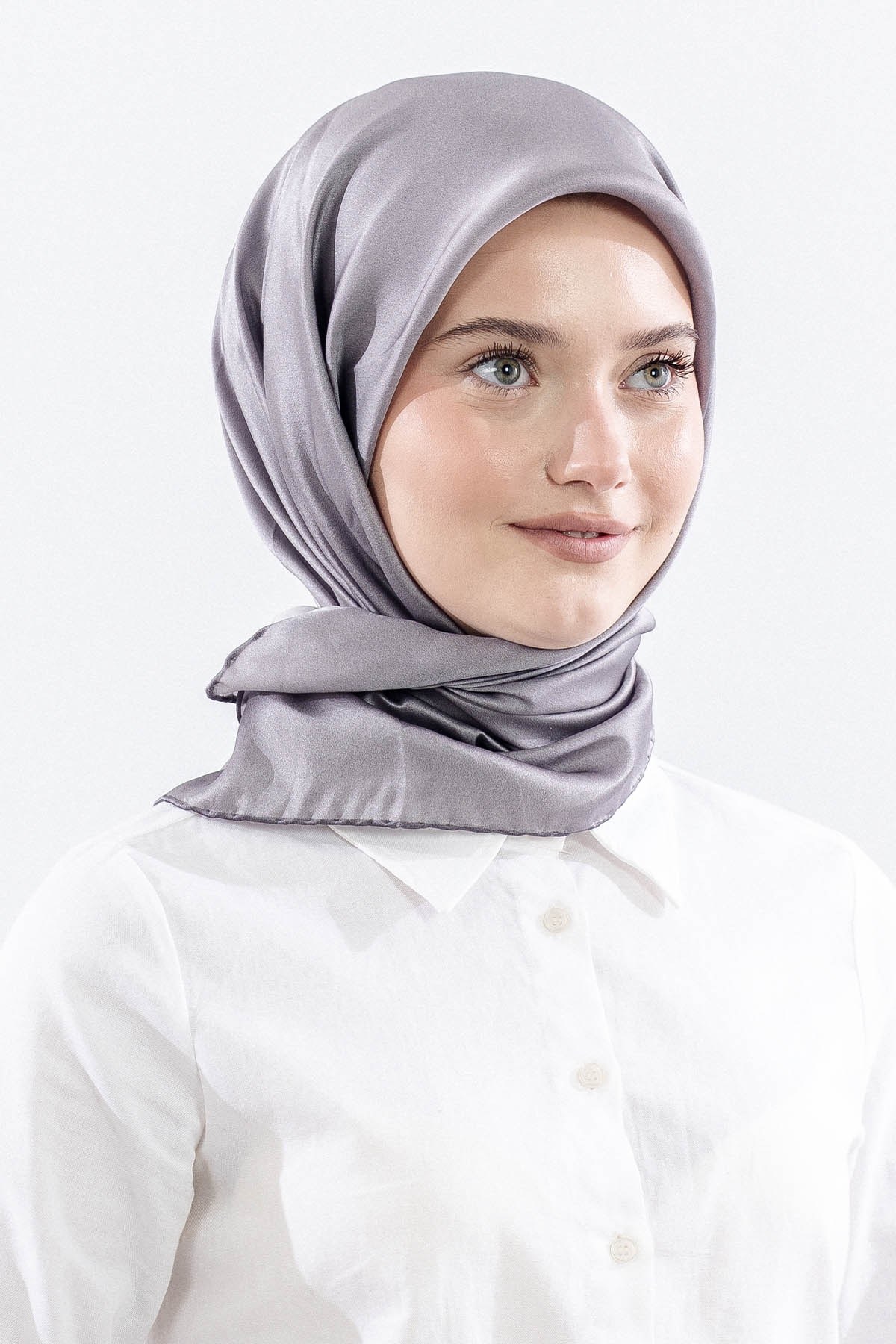 Sade İpek Eşarp 90*90 Sura Kumaş - Antrasit