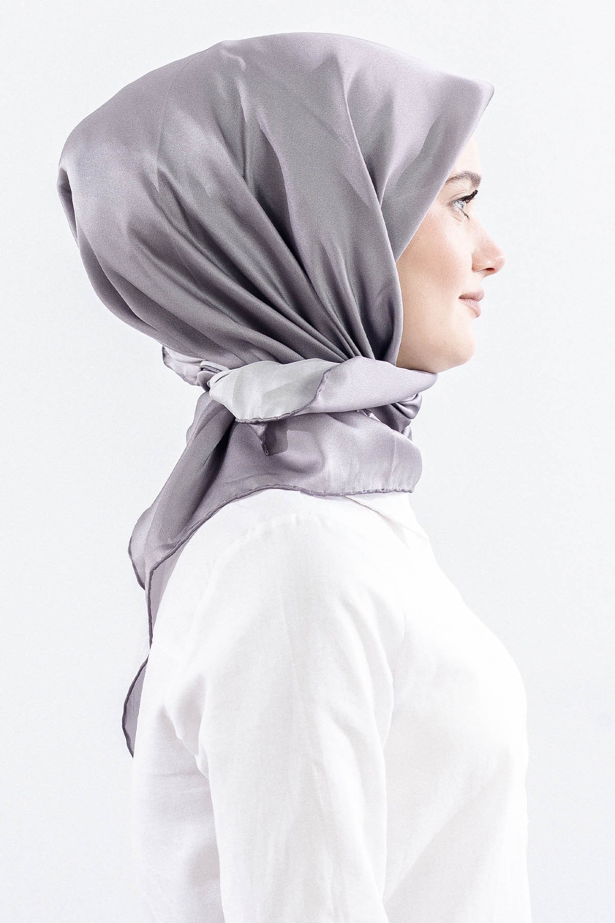 Sade İpek Eşarp 90*90 Sura Kumaş - Antrasit