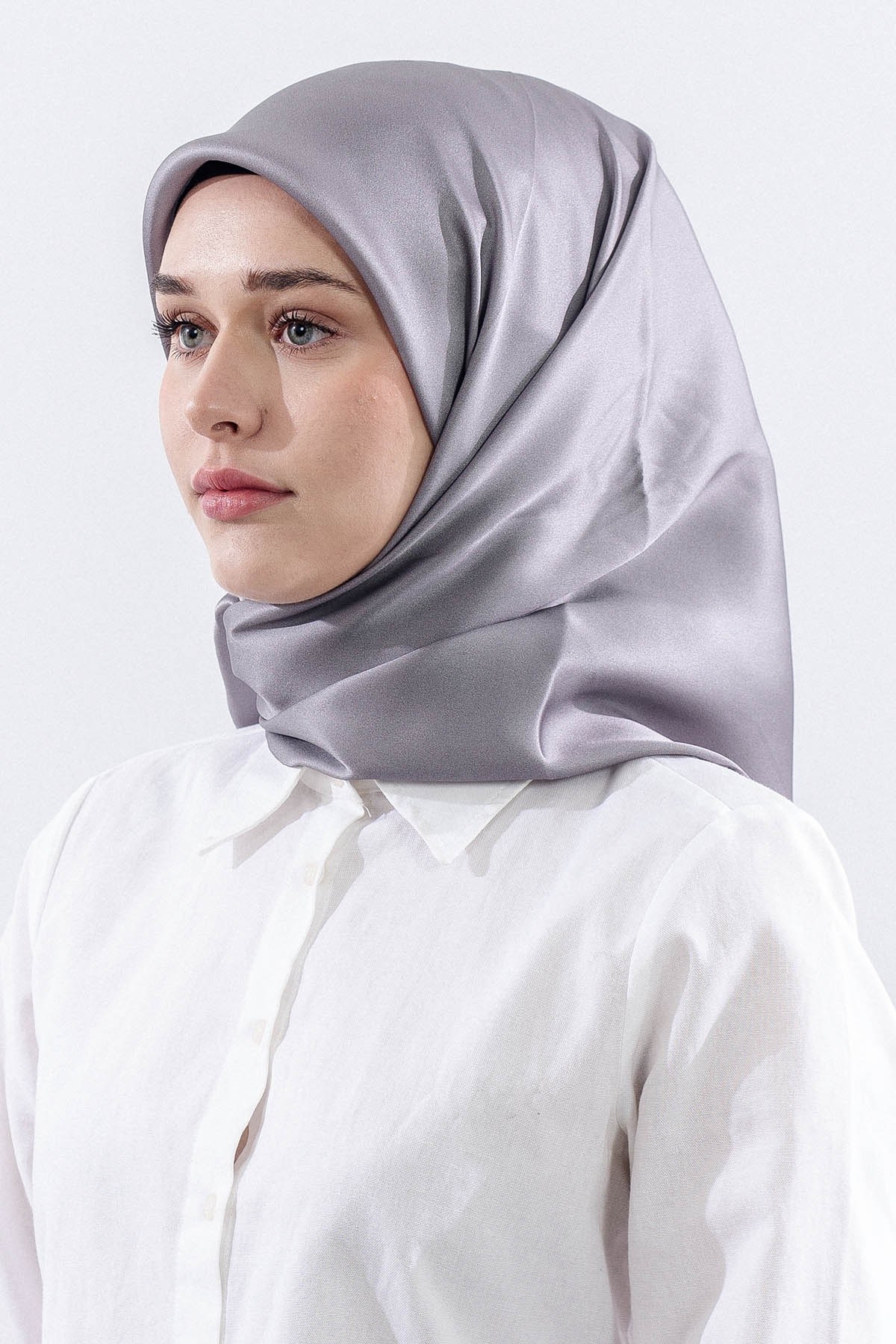 Sade İpek Eşarp Twill İpek - Antrasit